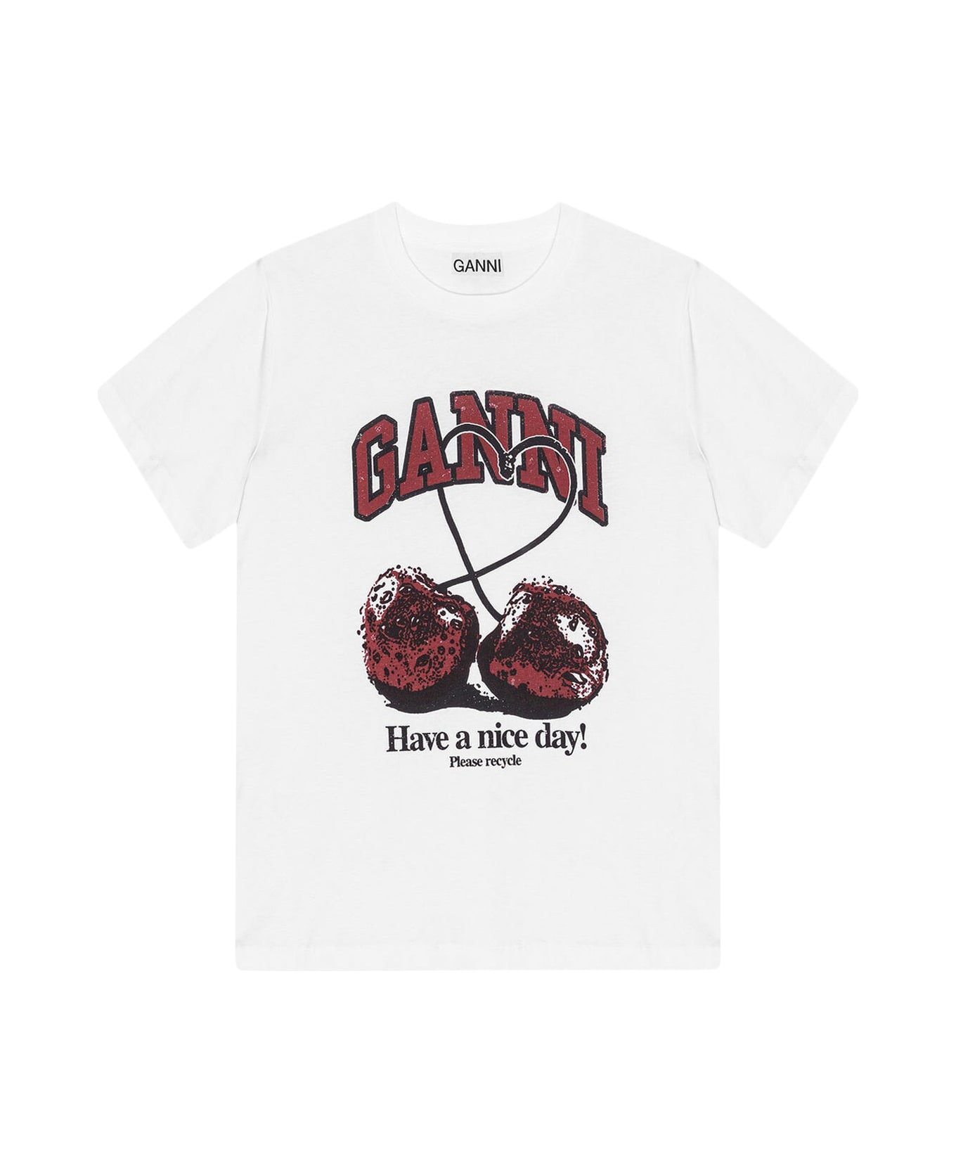 Ganni Basic Jersey Cherry Relaxed T-shirt - Bright White