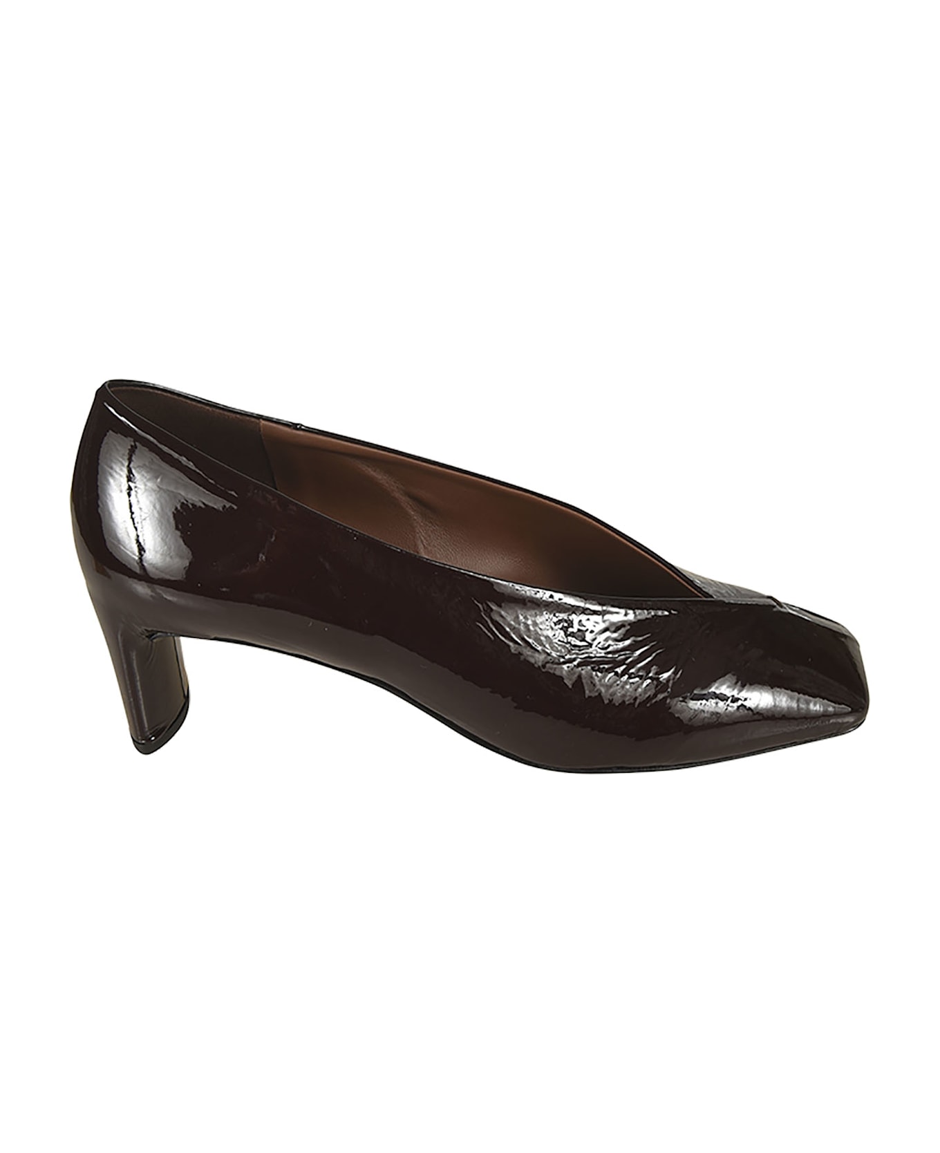 Del Carlo Glossy Square Toe Slide-on Pumps - Caffe'