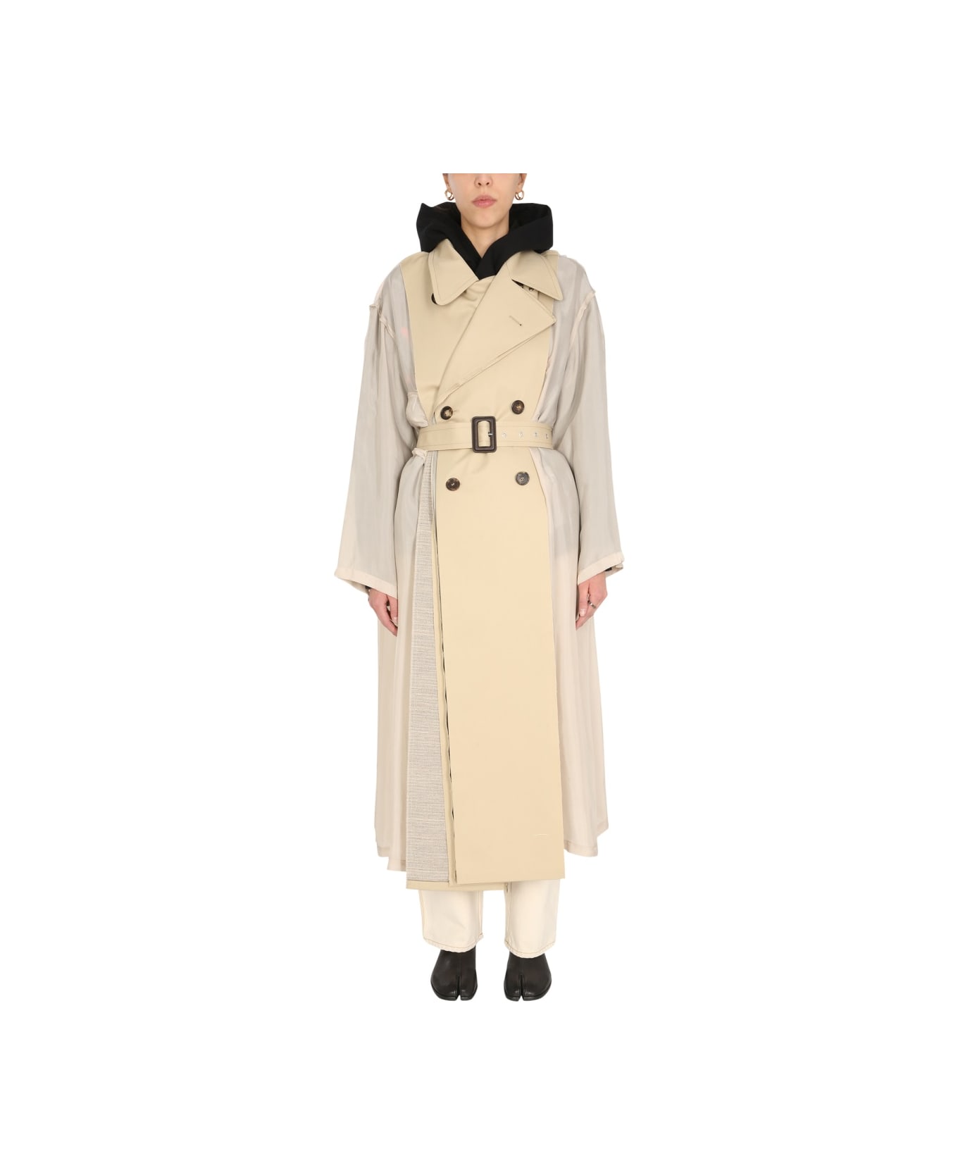 Maison Margiela Two-material Trench - BEIGE