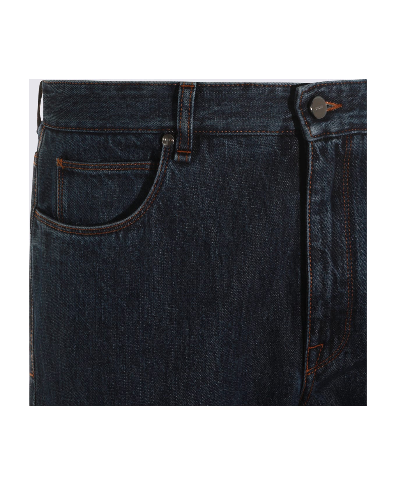 Fendi Dark Blue Cotton Jeans - Blue