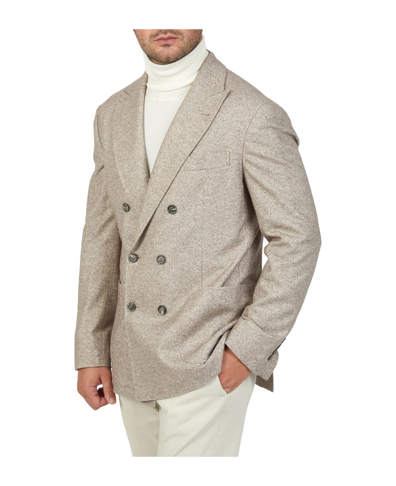 Brunello Cucinelli Double-breasted Wool Jacket - Beige ブレザー