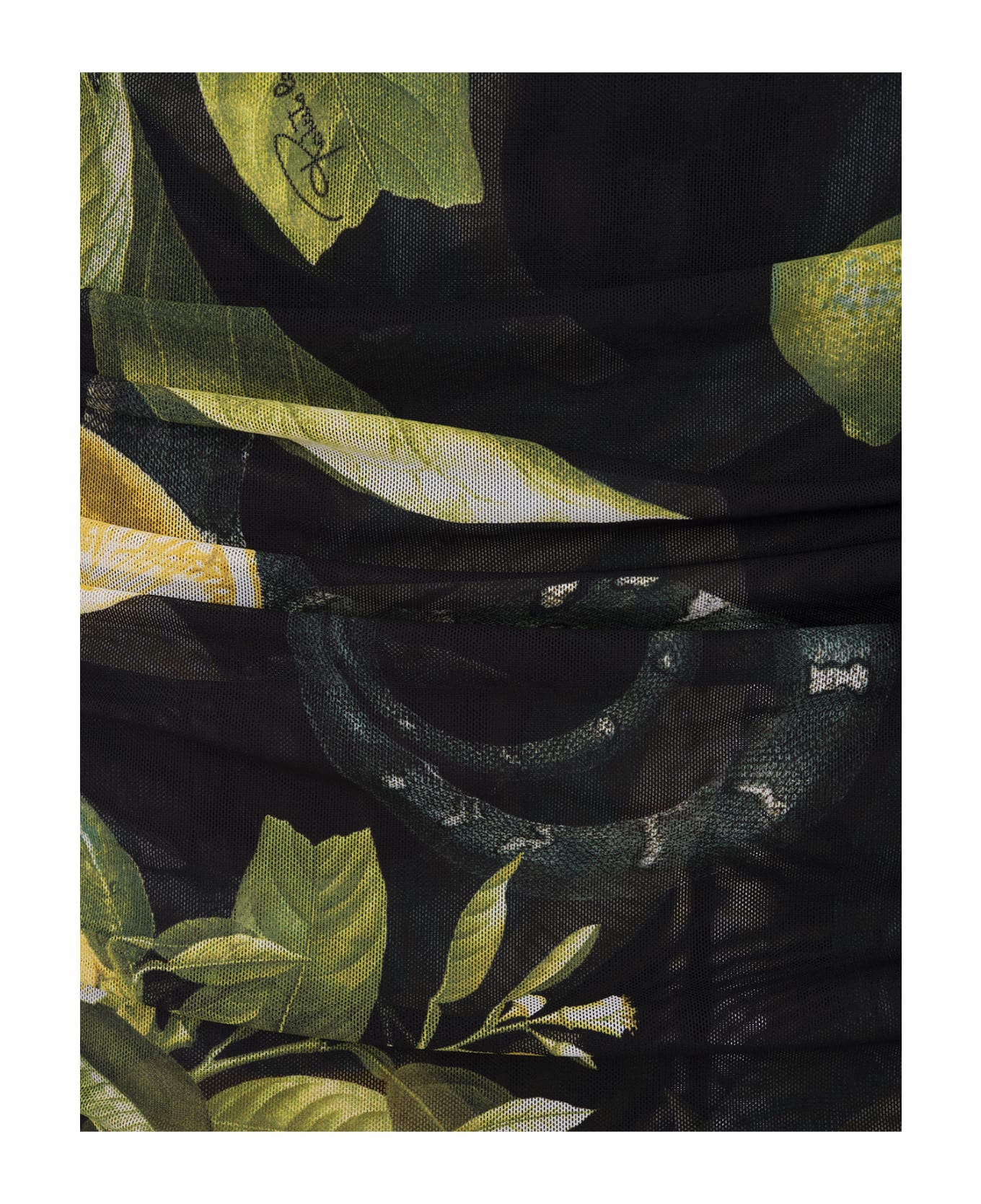 Roberto Cavalli Midi Black Stretch Dress With Lemons Print - Black