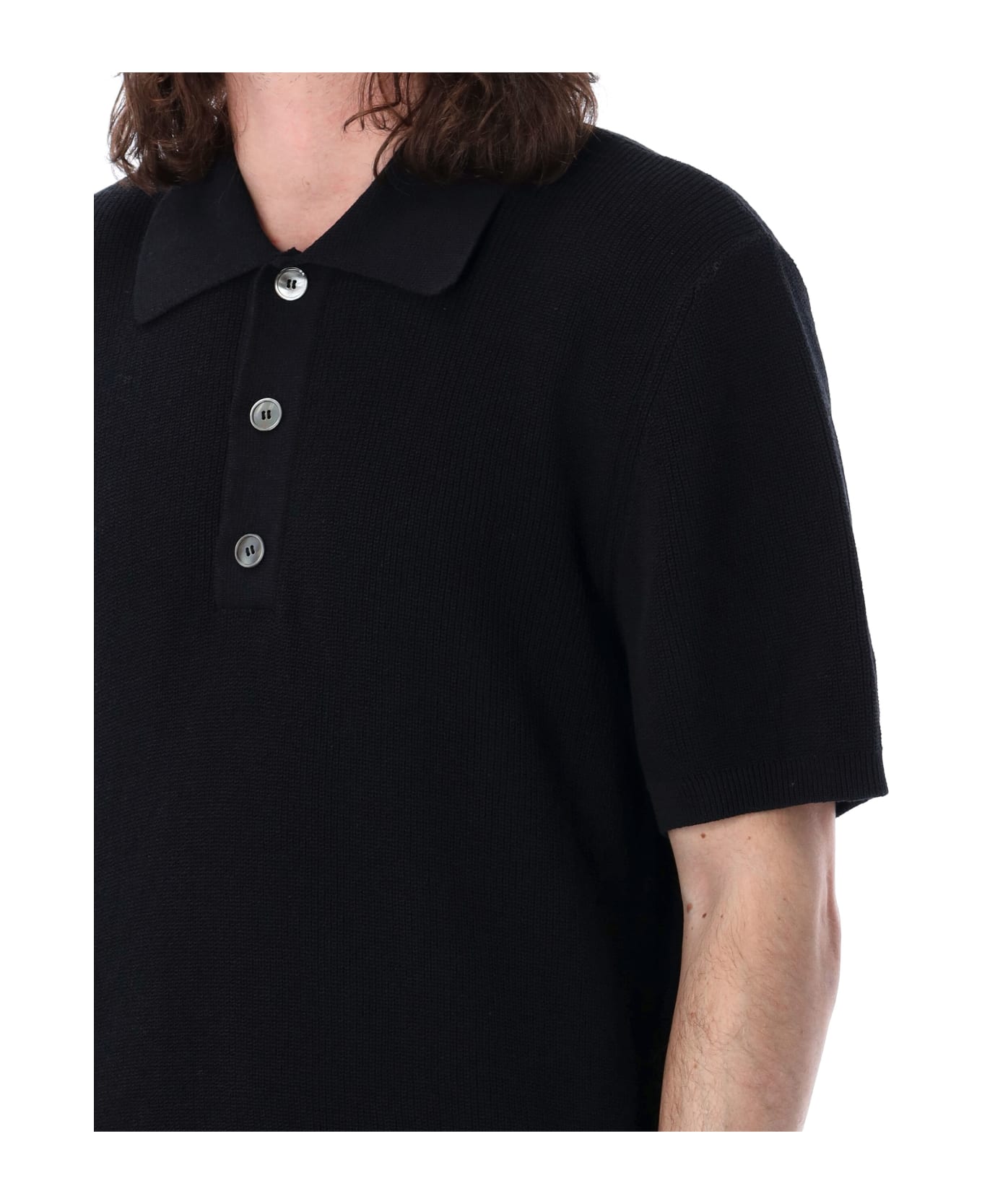 Our Legacy Traditional Knit Polo Shirt - SHADOW BLACK ポロシャツ