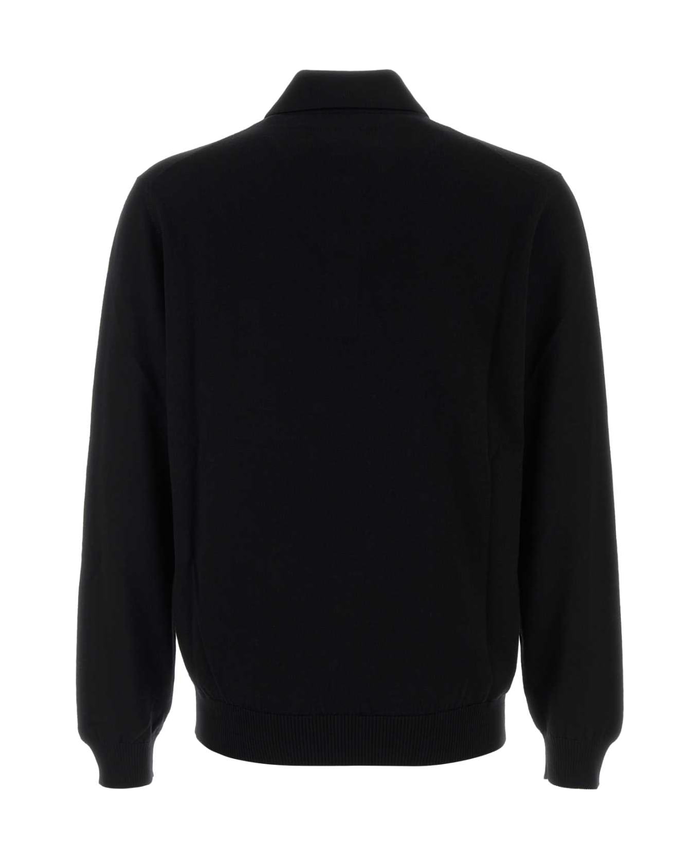 Fendi Black Stretch Wool Polo Shirt - Black