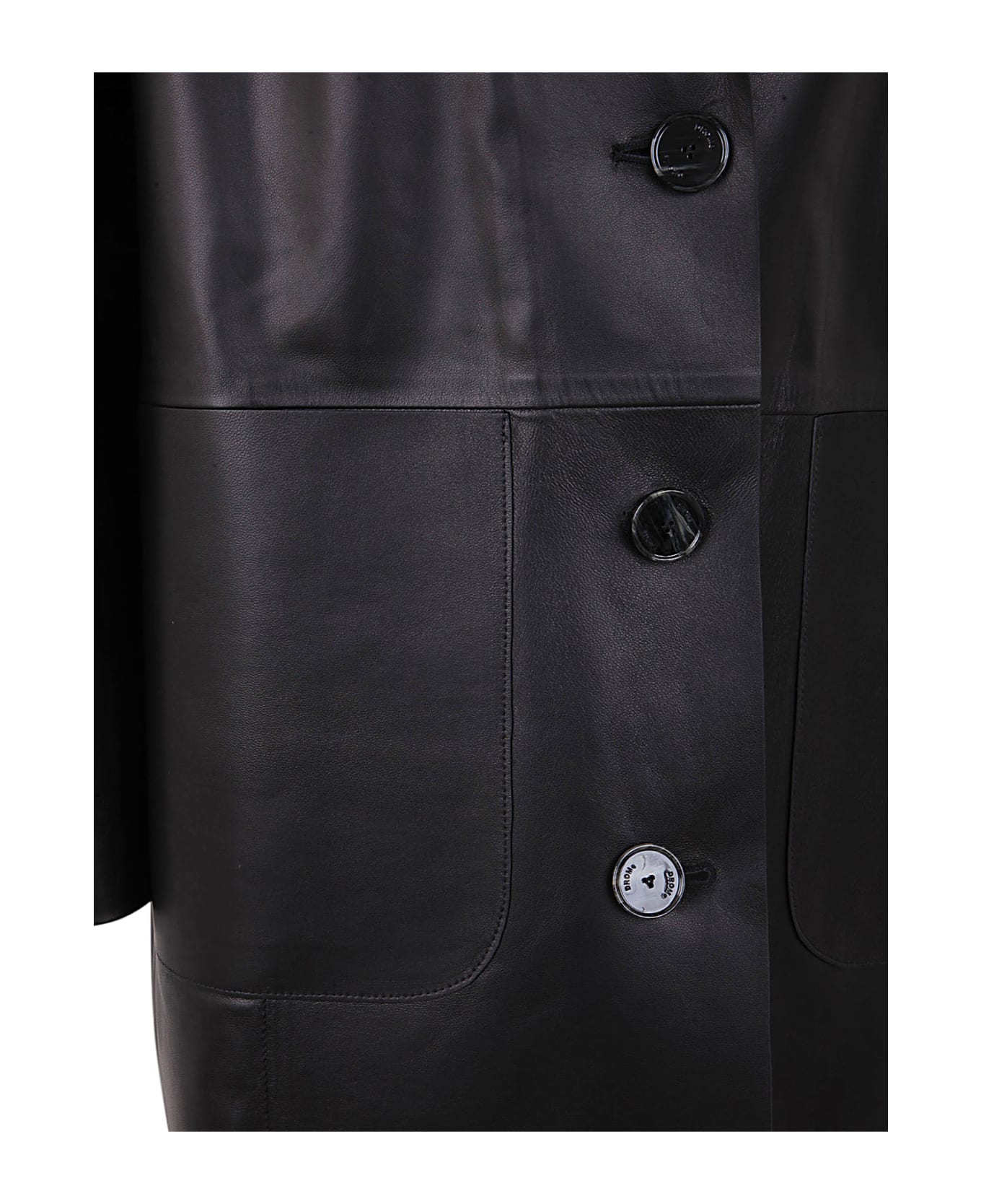DROMe Boxy Leather Blazer - Black