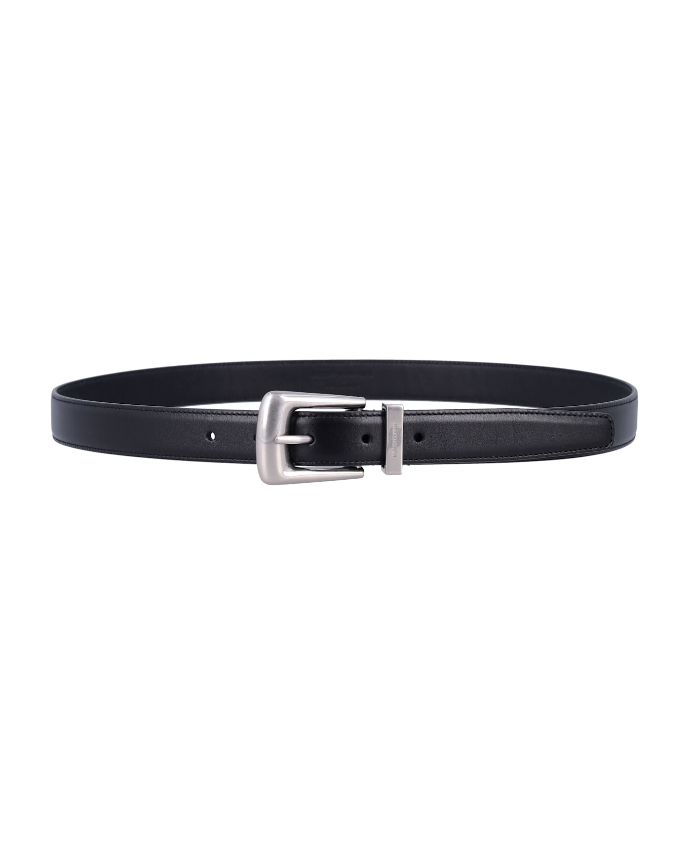 Saint Laurent Folk Smooth Leather Belt - BLACK