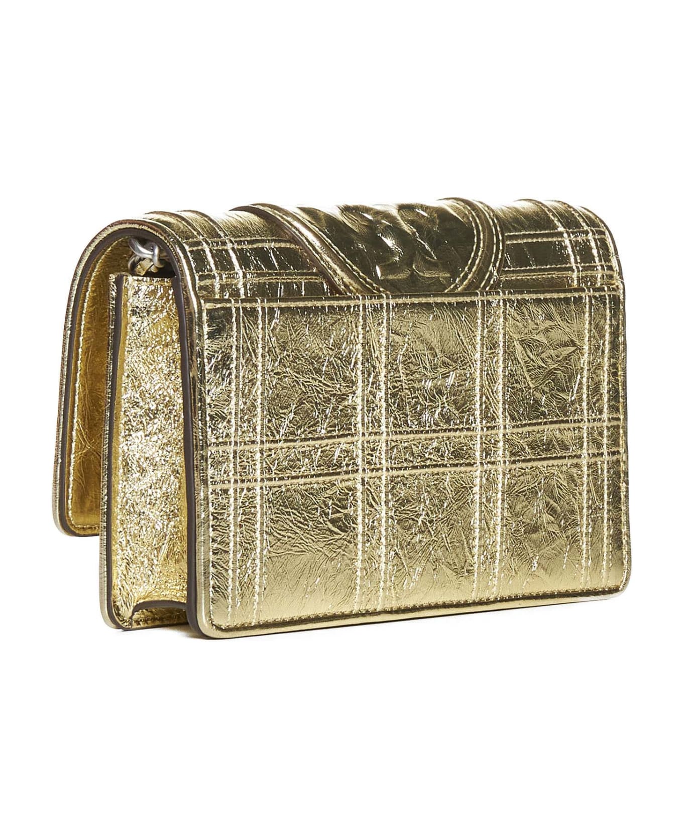 Tory Burch Fleming Soft Metallic Square Quilt Chain Wallet - Gold クラッチバッグ
