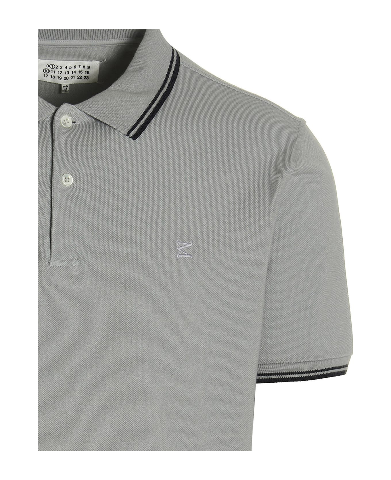 Maison Margiela Embroidered Logo Polo Shirt - Grey