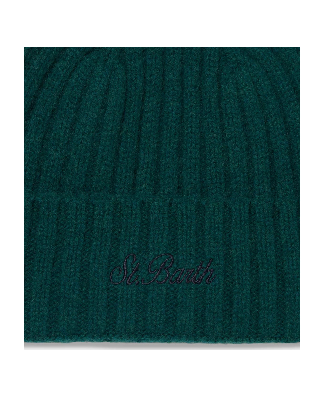 MC2 Saint Barth Man Green Cashmere Blend Hat Wengen With St. Barth Embroidery - APPLE GREEN