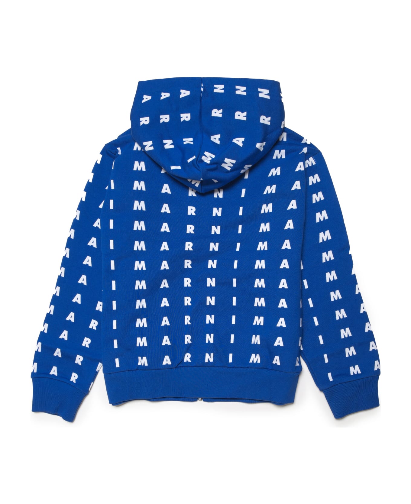 Marni Ms44u Sweat-shirt Marni Blue Cotton Hooded marni black leather jacket And Small Allover Logo - marni distressed knitted vest item