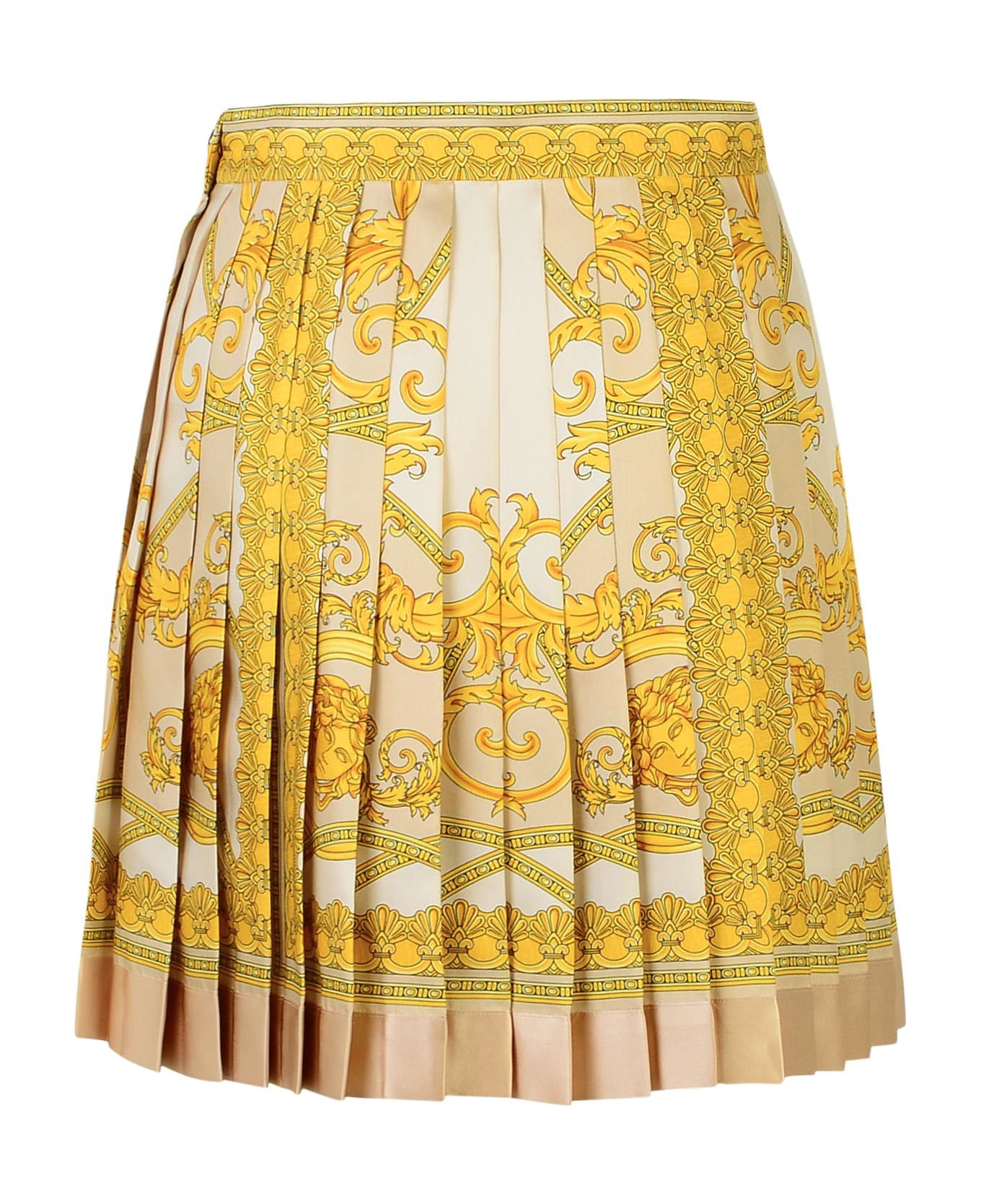 Versace 
barocco
 Beige Silk Skirt - BEIGE スカート
