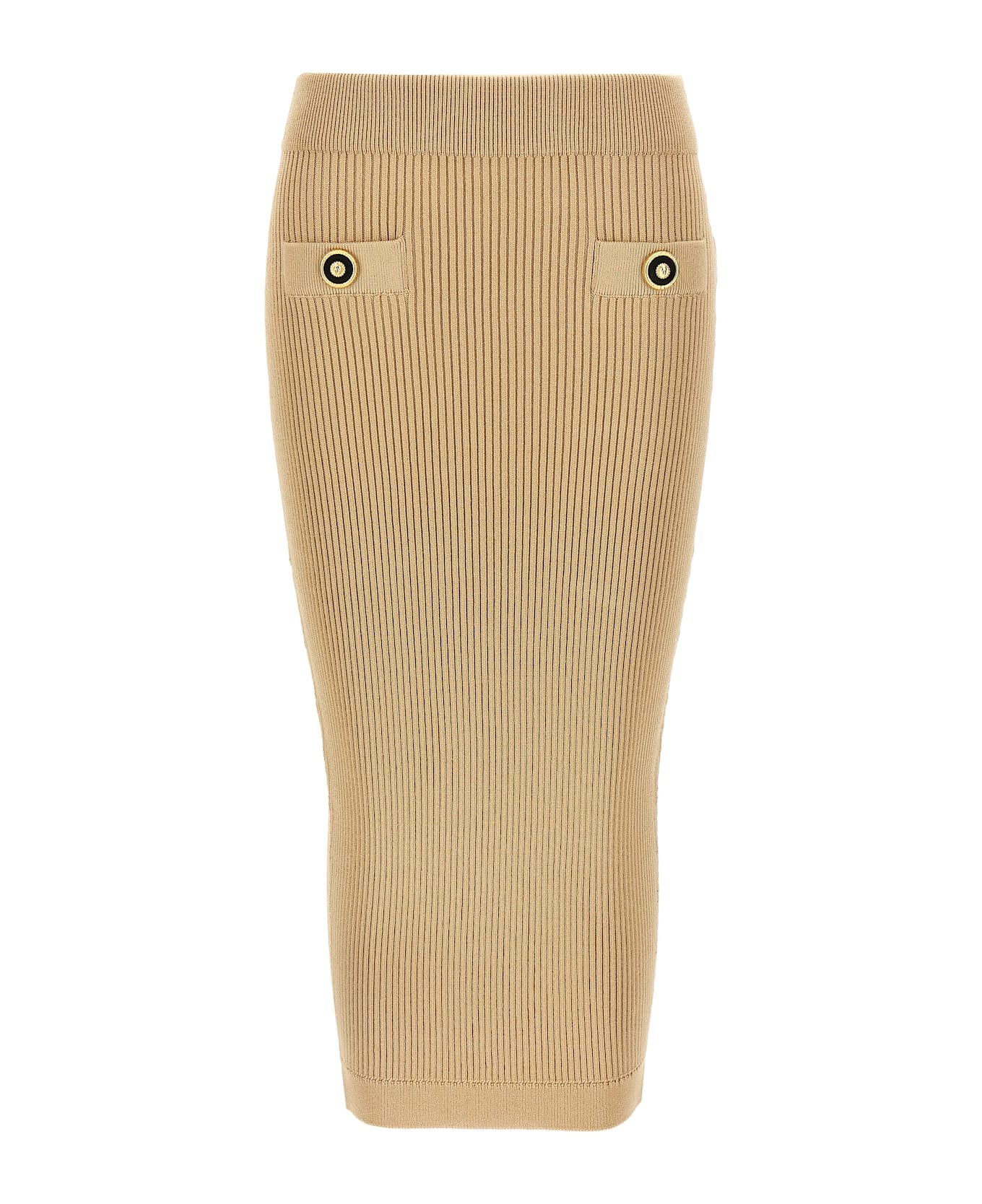 Balmain Knit Midi Skirt - Beige