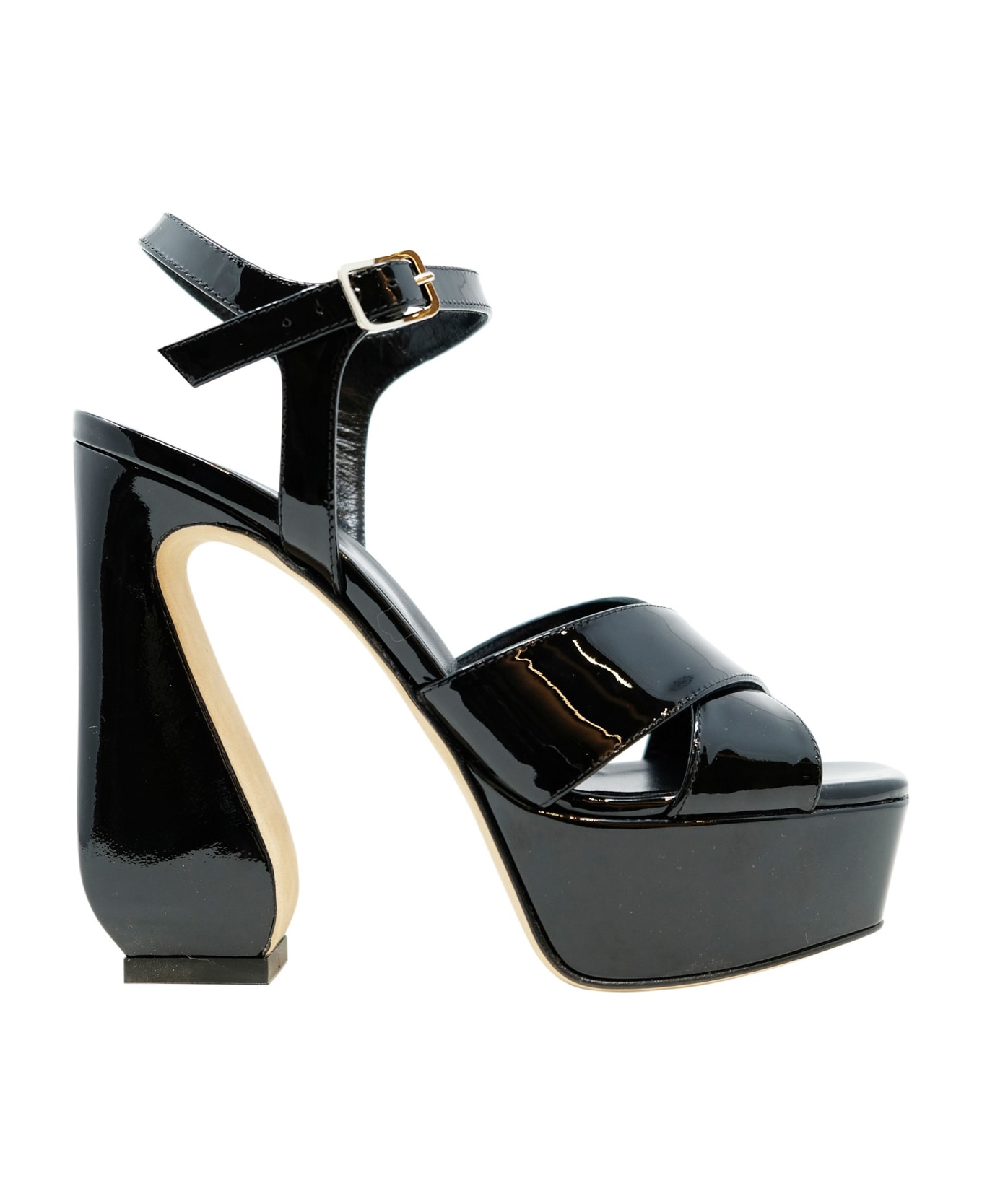 SI Rossi Black Patent Leather Sandals