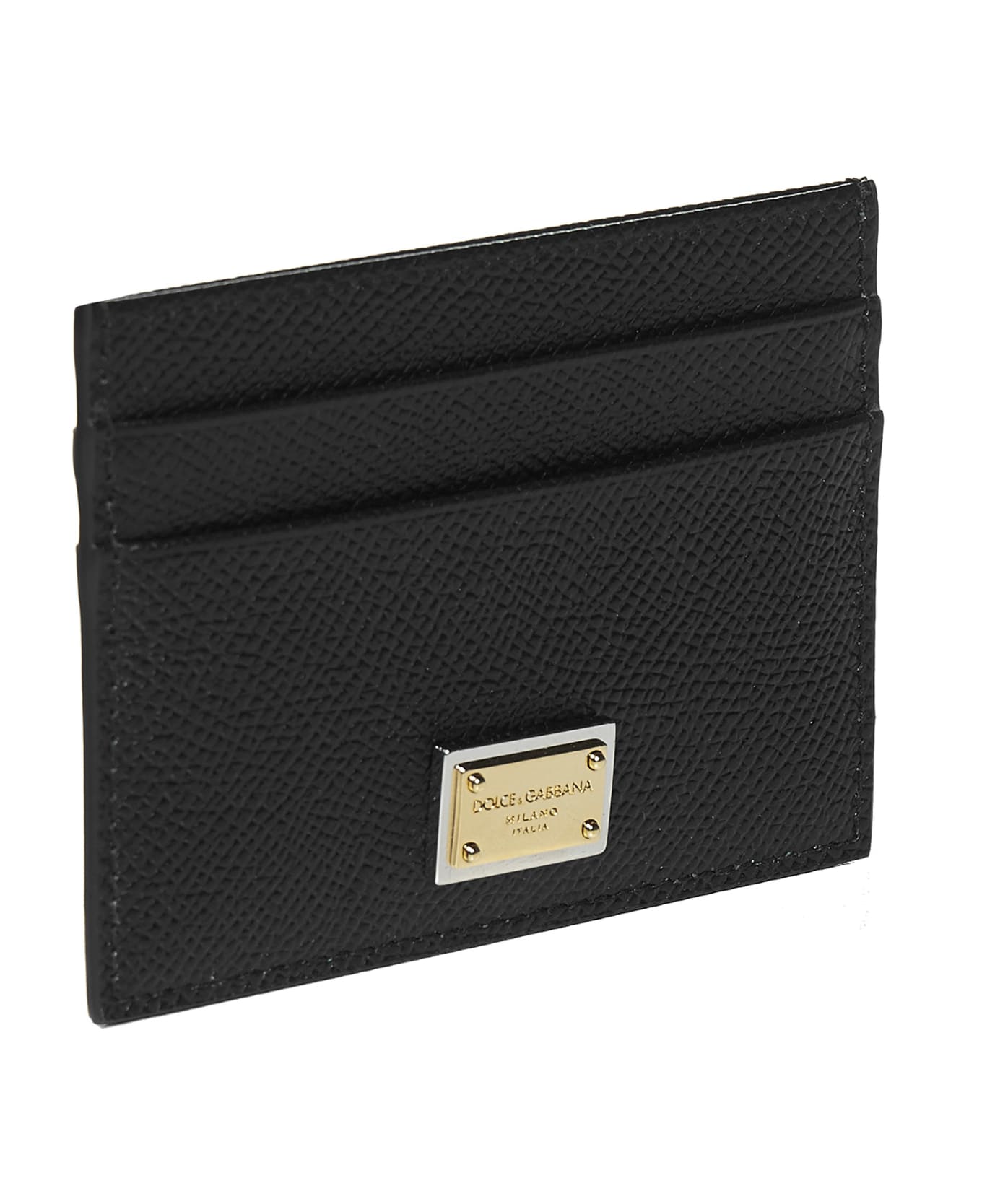 Dolce & Gabbana Leather Card Holder With Logo Plaque - Black 財布