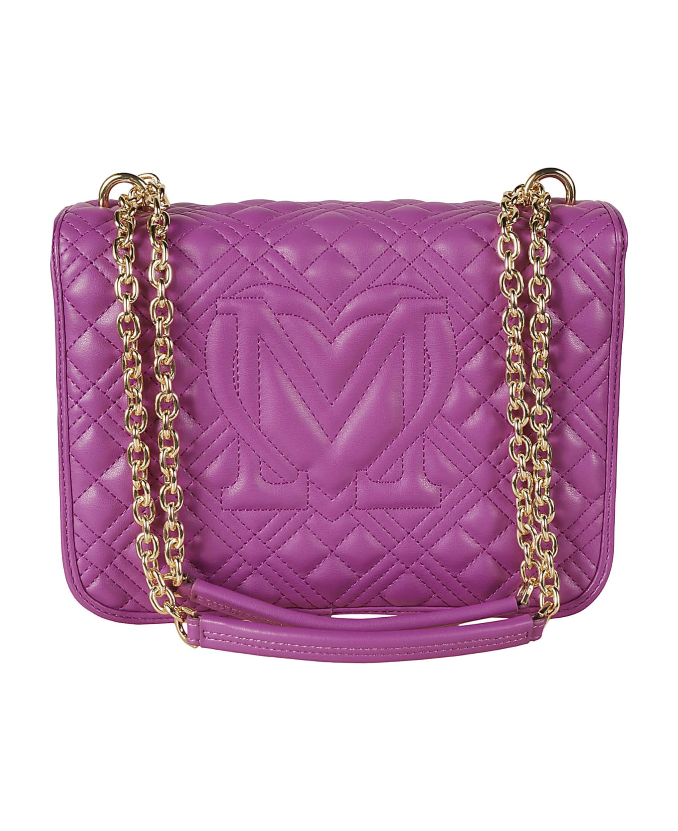 Love Moschino Logo Embossed Quilted Chain Shoulder Bag - Purple