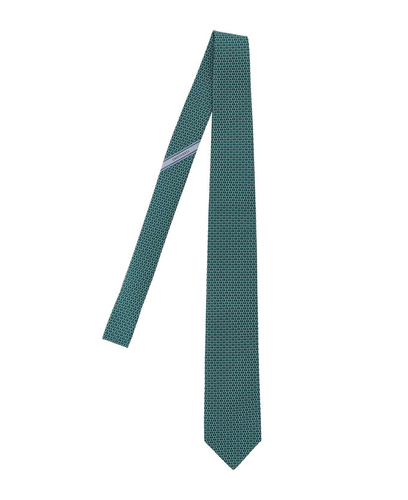 Ferragamo 'gancini' Print Tie - Green