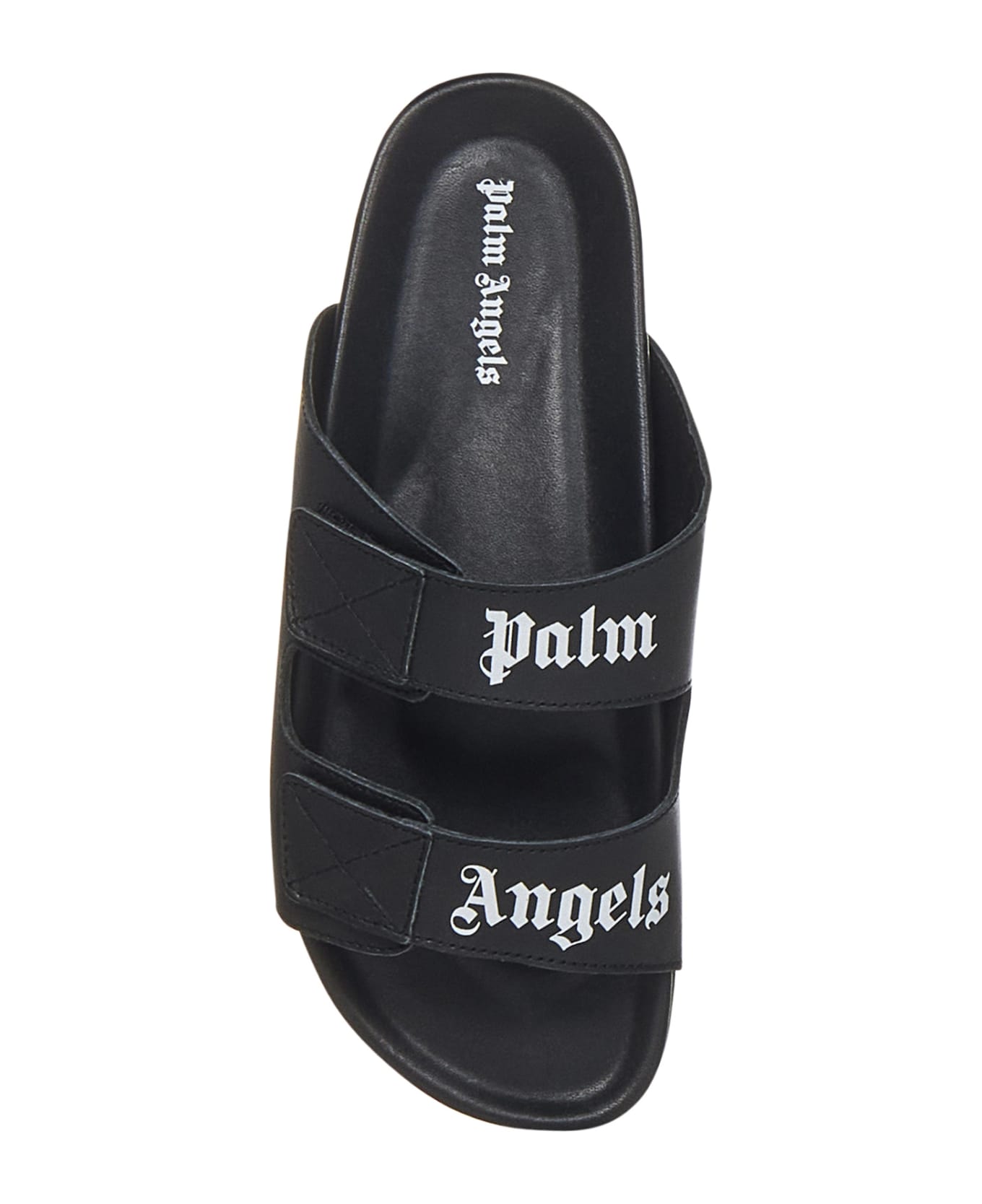 Palm Angels Leather Slippers - Black サンダル