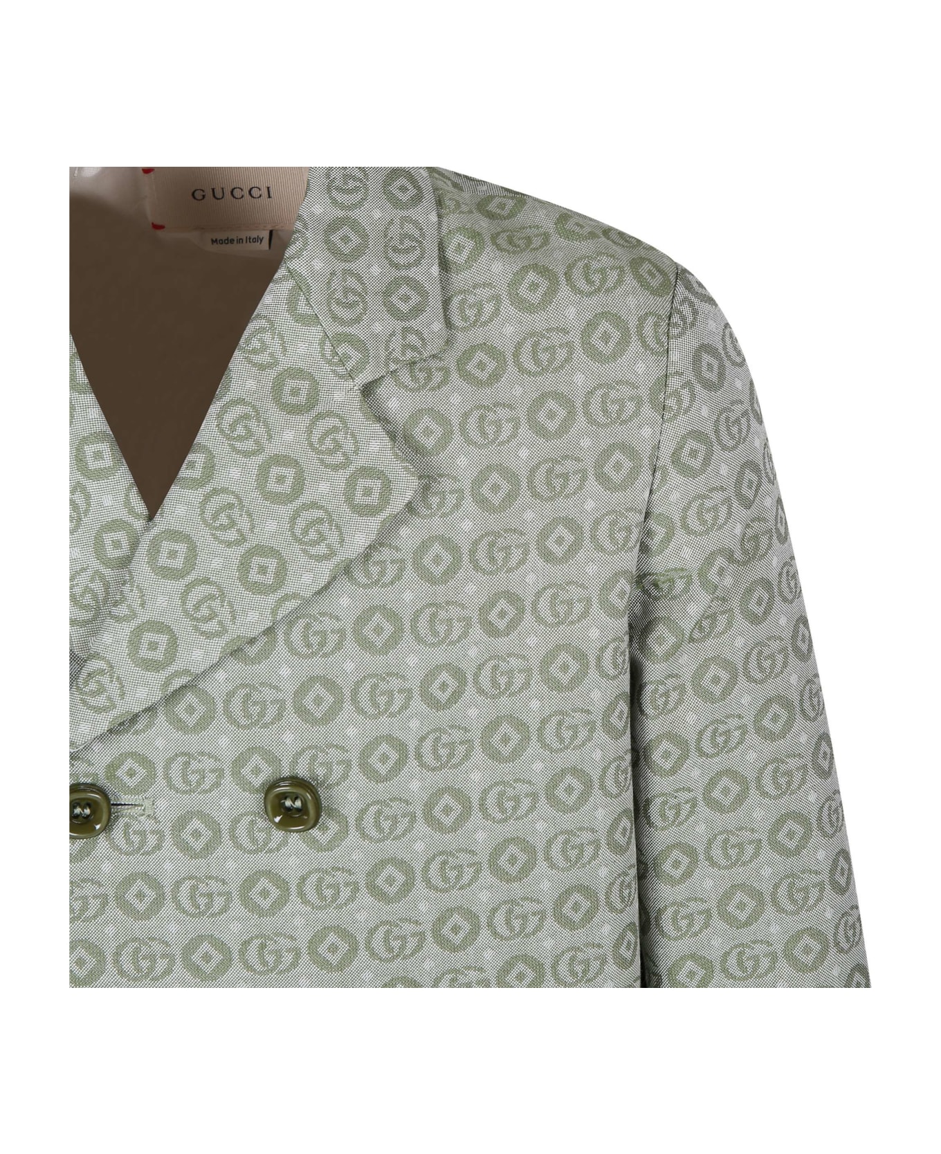 Gucci Green Jacket For Boy With Double G - Green コート＆ジャケット