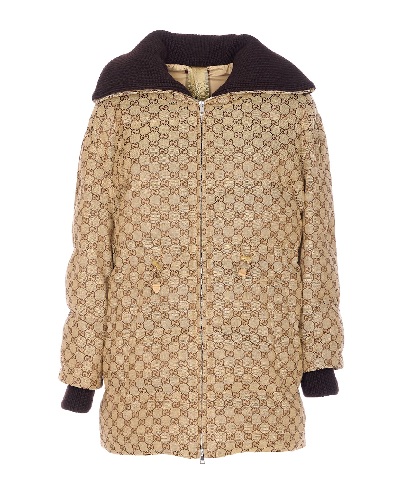 Gucci Gg Allover Long Bomber - Brown