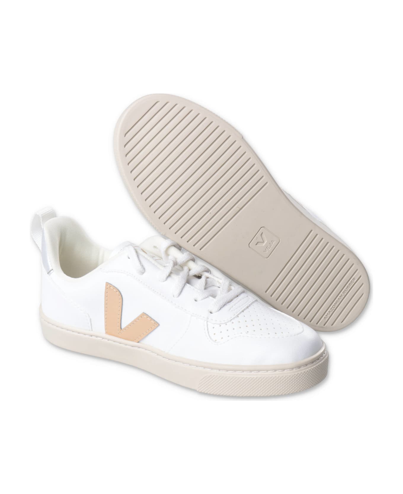 Veja Sneakers Bianche In Similpelle Con Lacci Bambino - Bianco シューズ