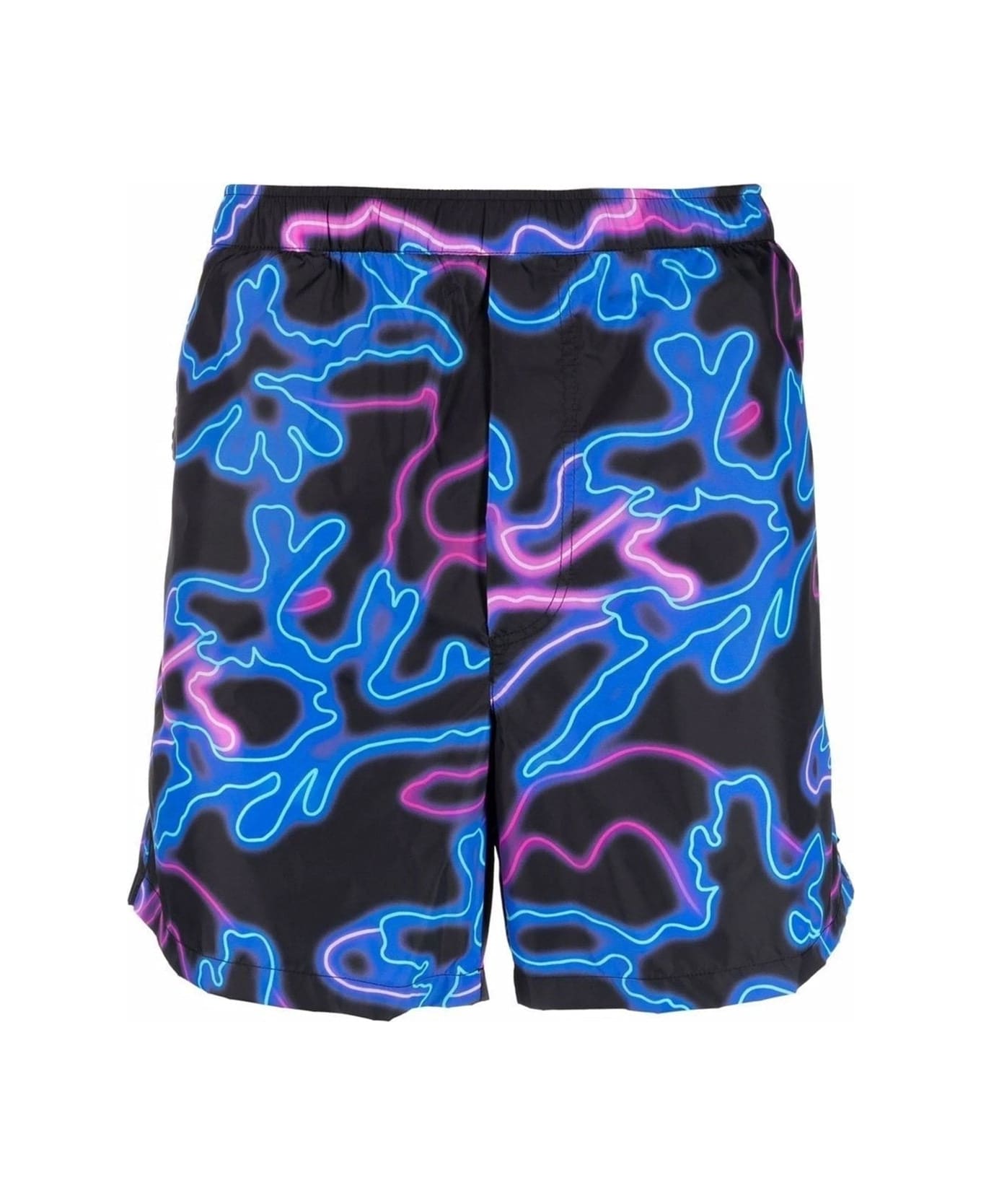 Valentino Neon-print Swim Shorts - Black