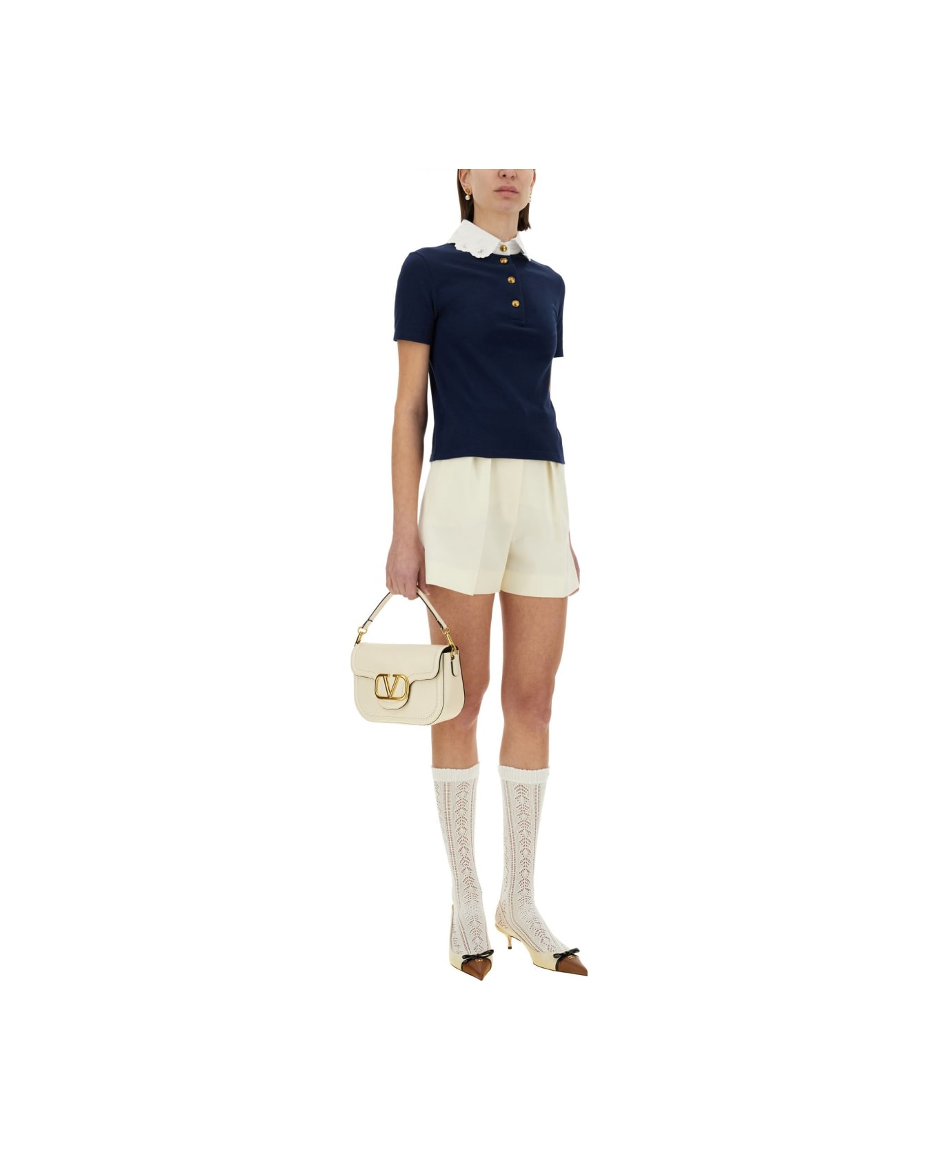 Embroidered Cotton Sweatshirt Polo Shirt - Thumbnail 3