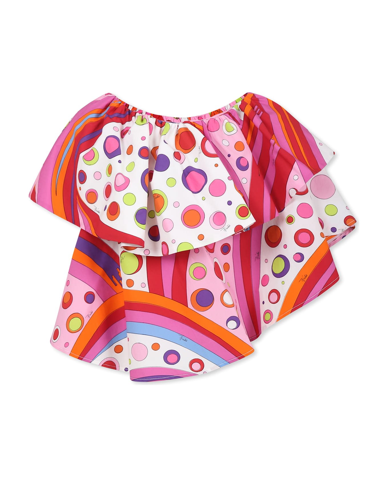 Pucci Multicolor Top For Girl With Marble Print - Multicolor