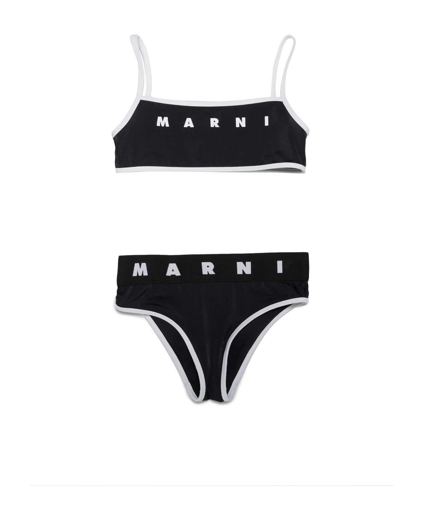 Marni Mm8f Swimsuit Marni Black Bikini Costume In Lycra With Logo - Black