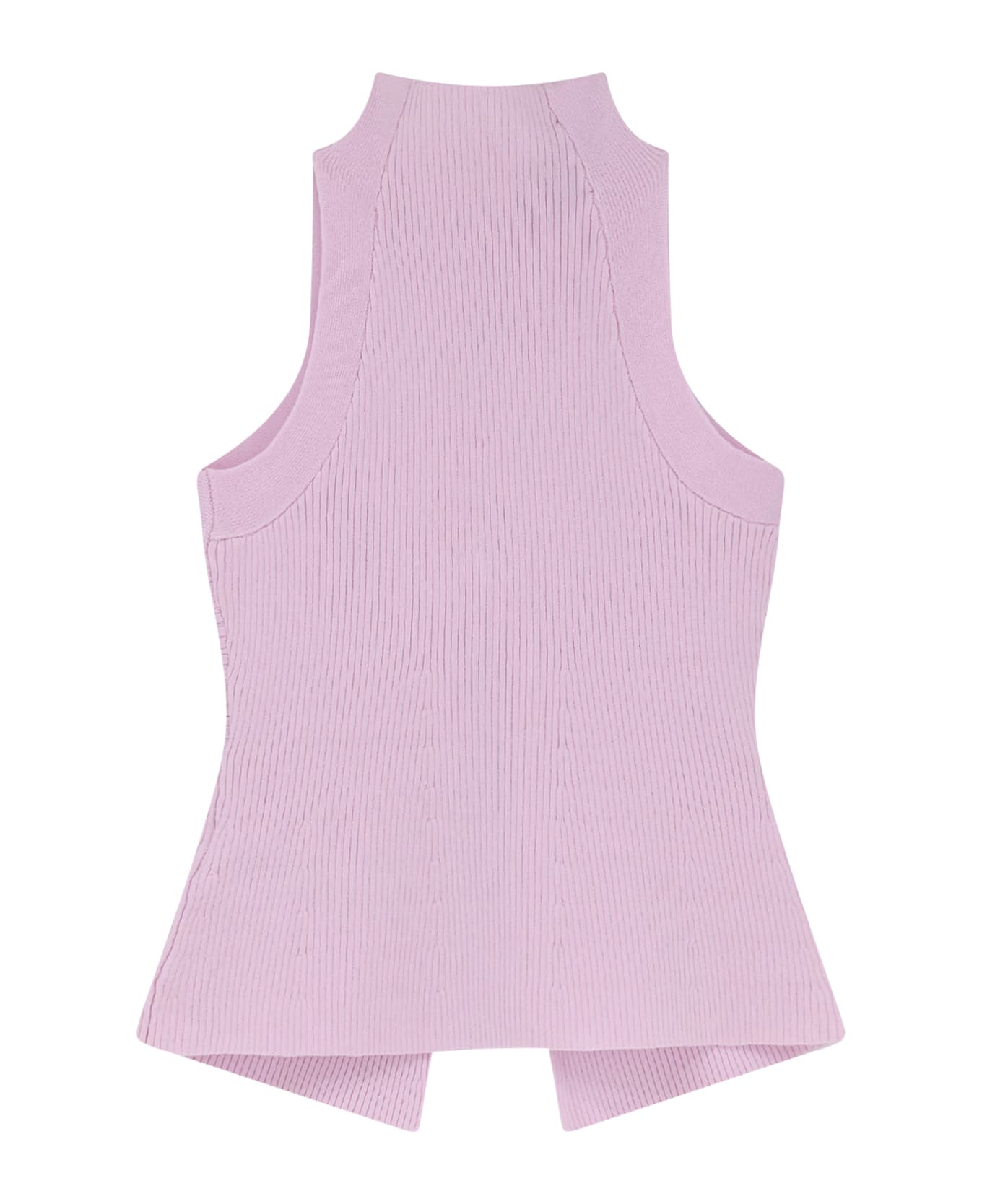Elisabetta Franchi Ribbed Top With Cut-out - Pink