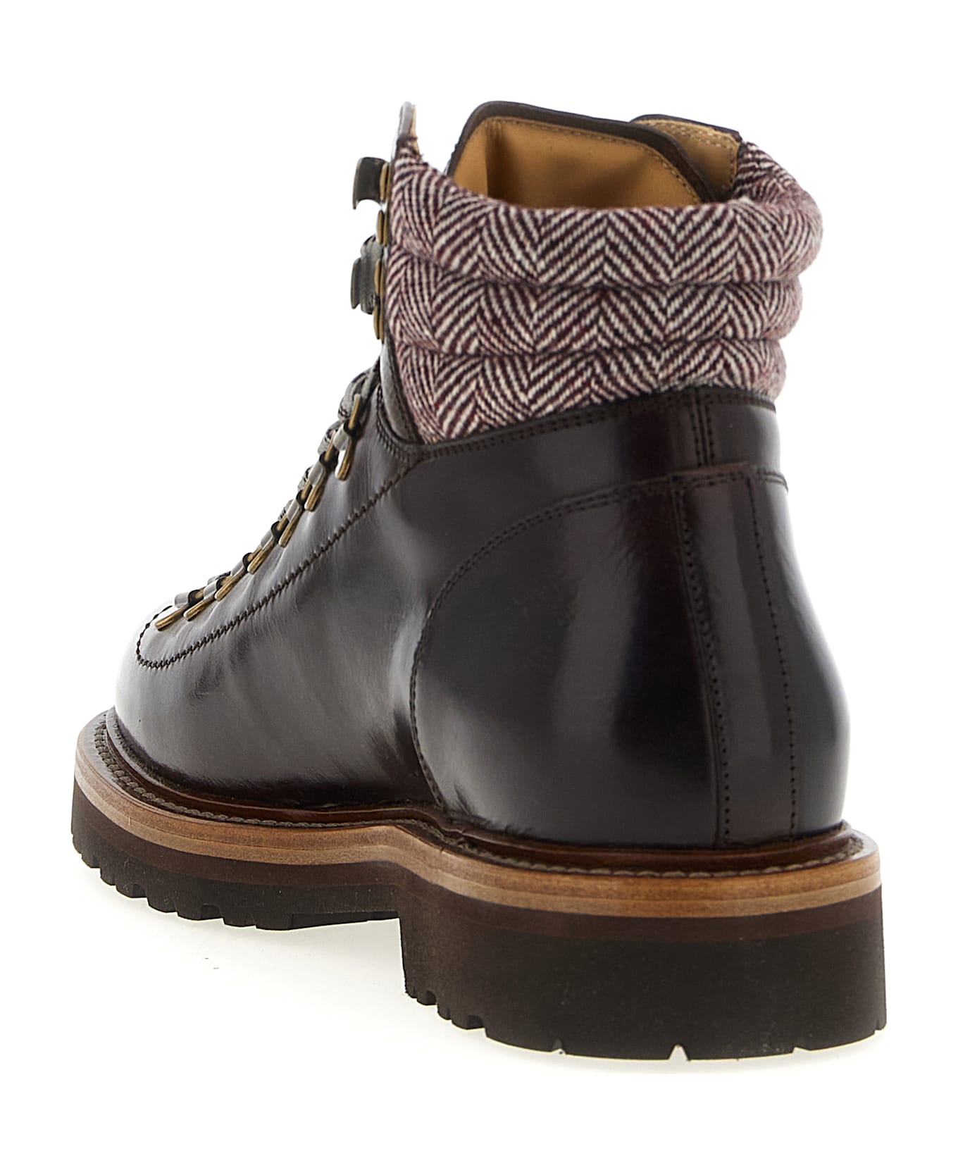 Brunello Cucinelli Herringbone Insert Ankle Boots - Brown