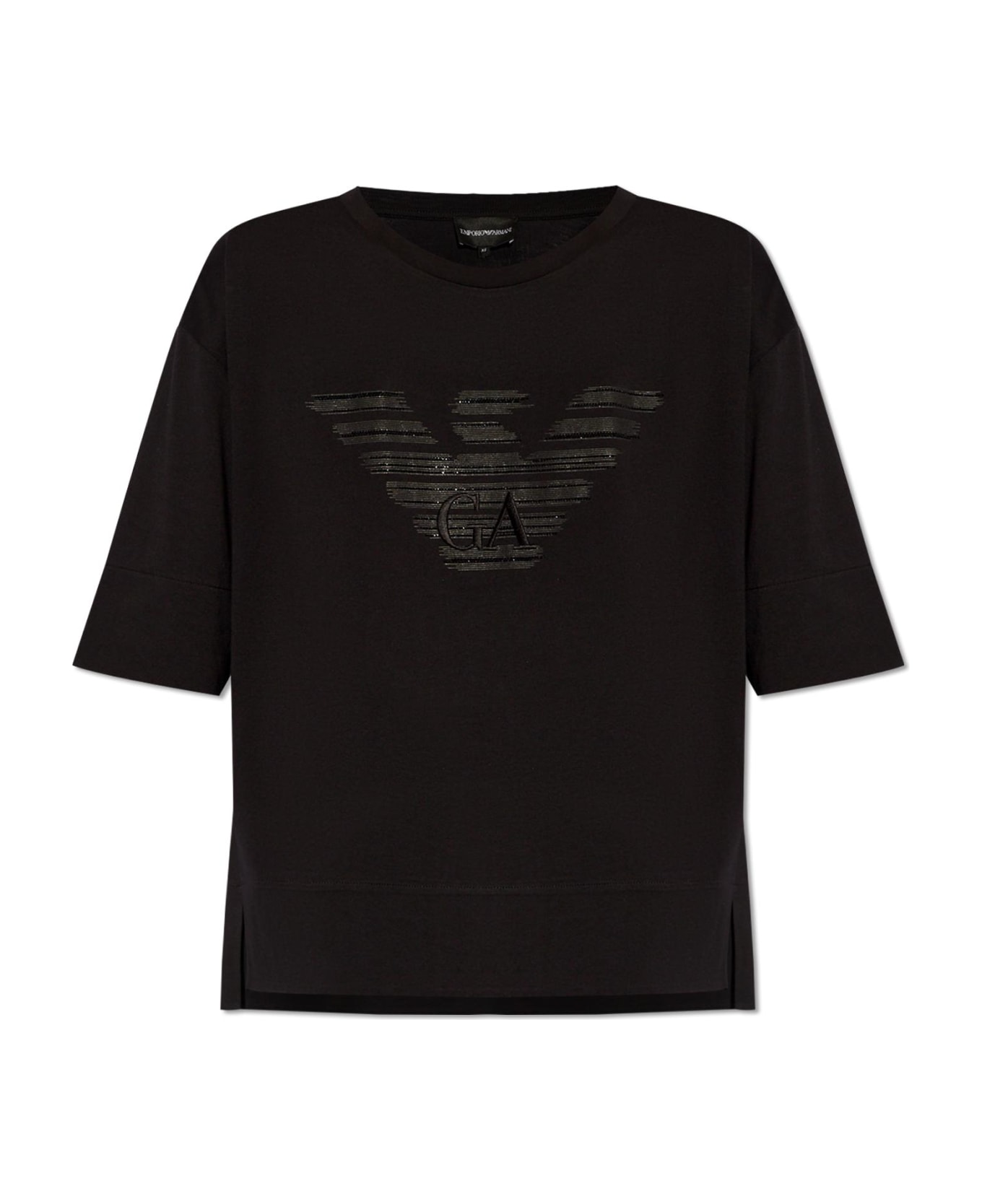 Emporio Armani T-shirt With Logo - Black Tシャツ