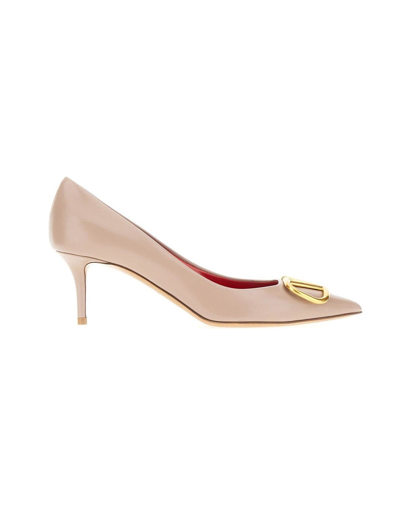 Valentino Garavani Vlogo Plaque Pointed Toe Pumps - POUDRE