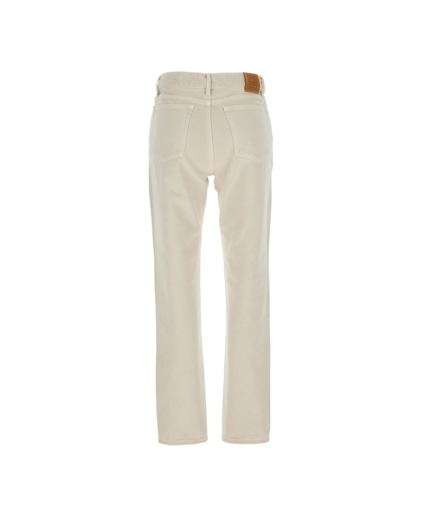 Totême White Jeans With Belt Loops And Logo Patch On The Rear In Denim Woman - Grey
