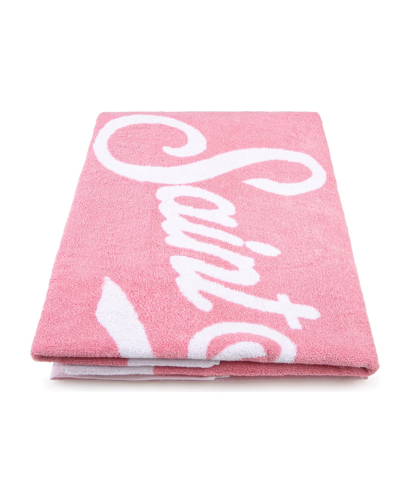 MC2 Saint Barth Soft Terry Beach Towel With Pink Frame - WHITE