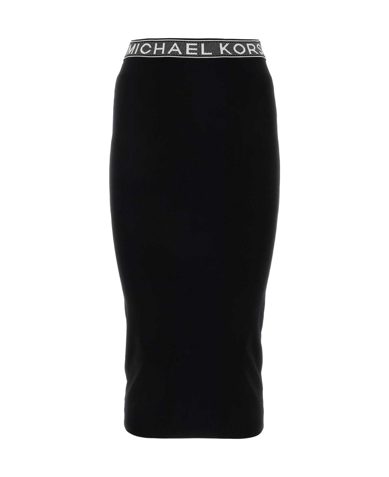 Michael Kors Black Stretch Viscose Blend Skirt - BLACK
