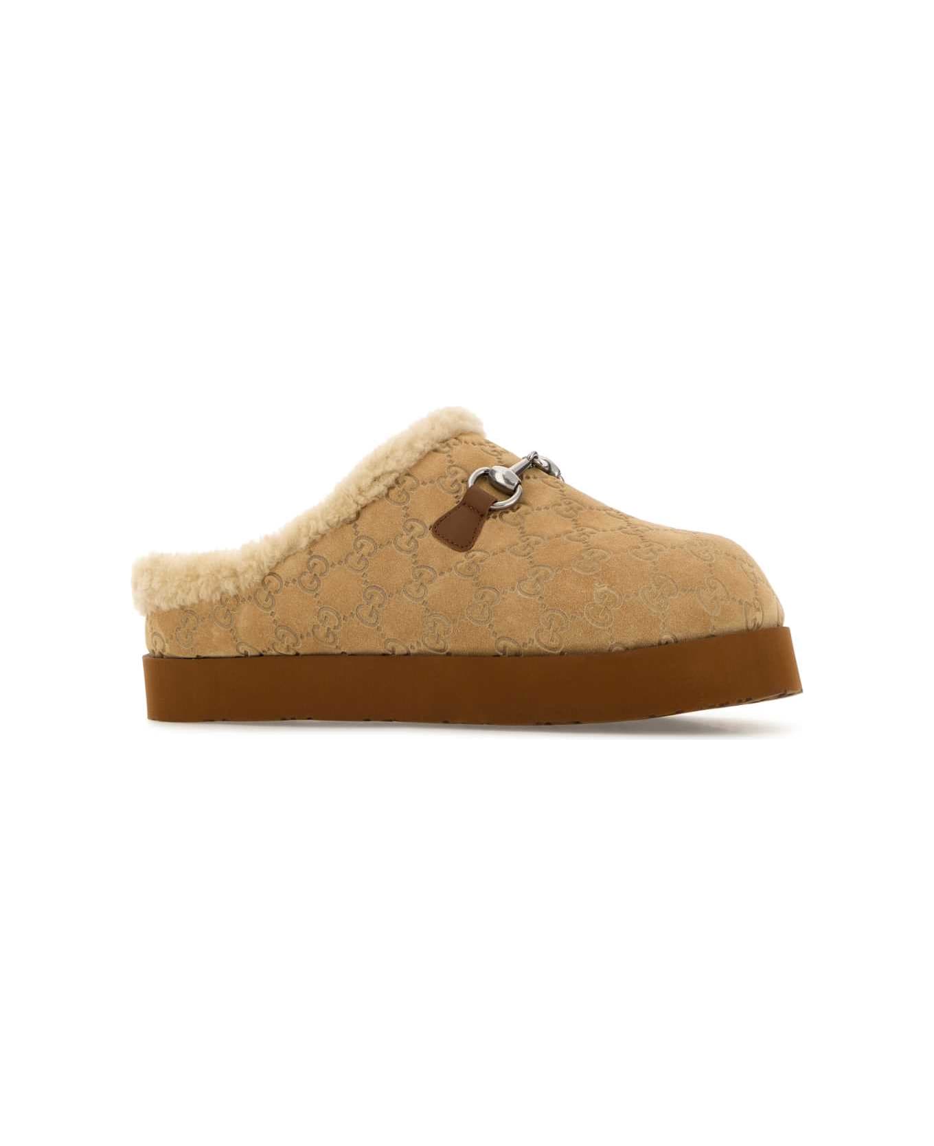 Gucci Beige Suede Slippers - BUTTERSCOTH