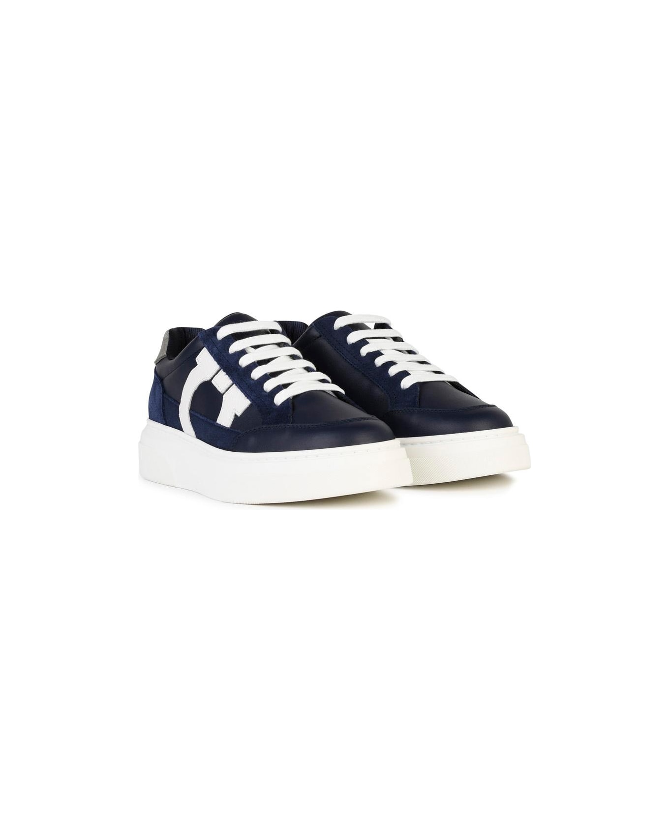 Ferragamo 
cassina
 Blue Leather Sneakers - Blue