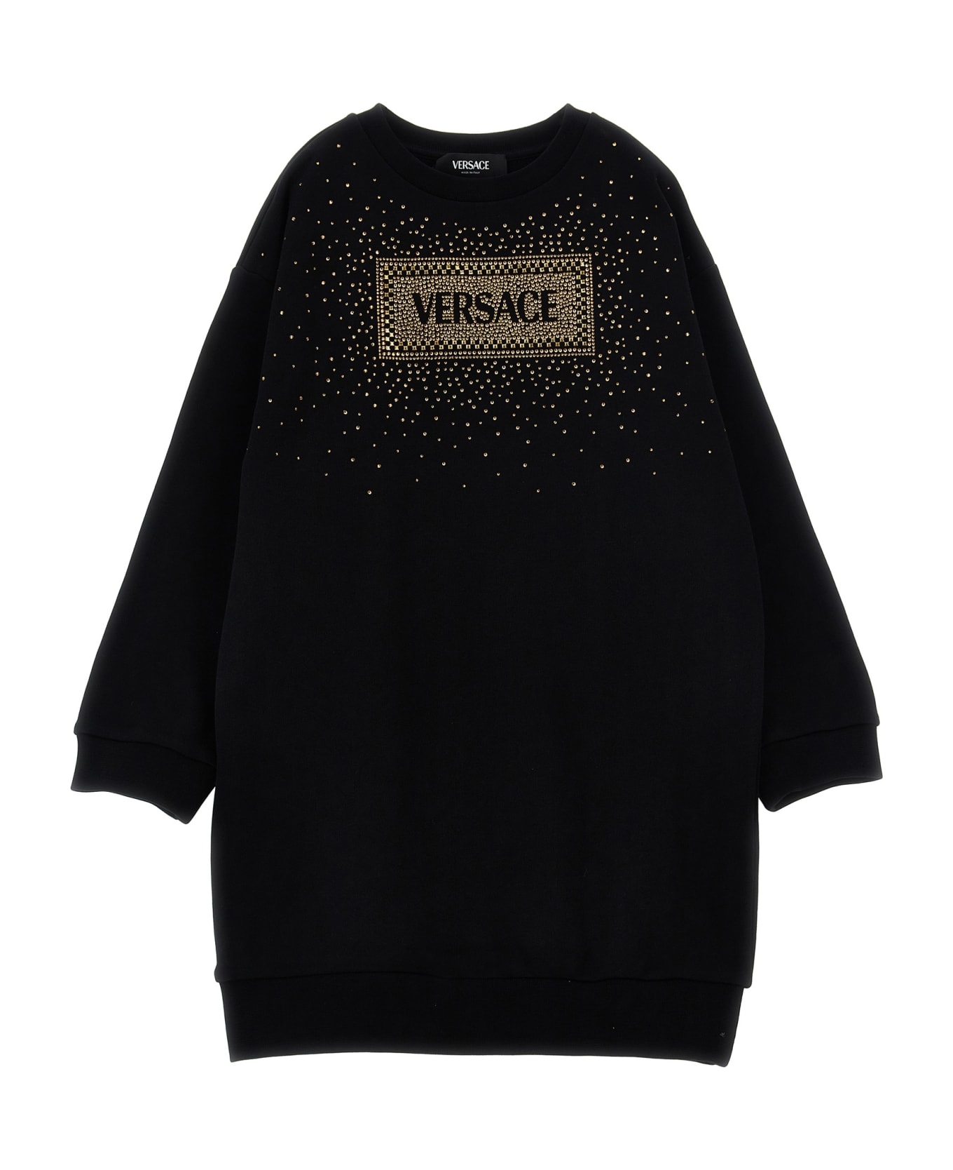 Versace Rhinestone Logo Sweatshirt Dress - Black  