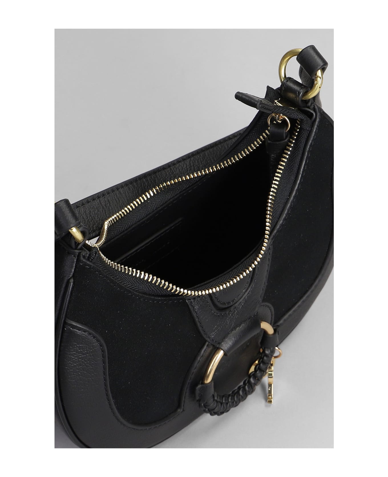 See by Chloé Hana Shoulder Bag In Black Suede And Leather - black