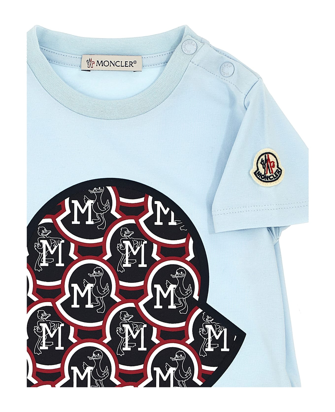Moncler Logo Print T-shirt - Light Blue