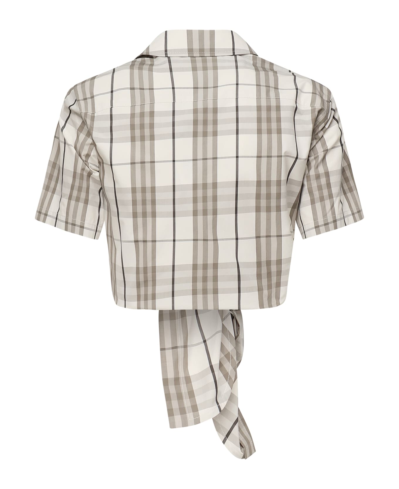 Check Cotton Cropped Shirt - Thumbnail 1