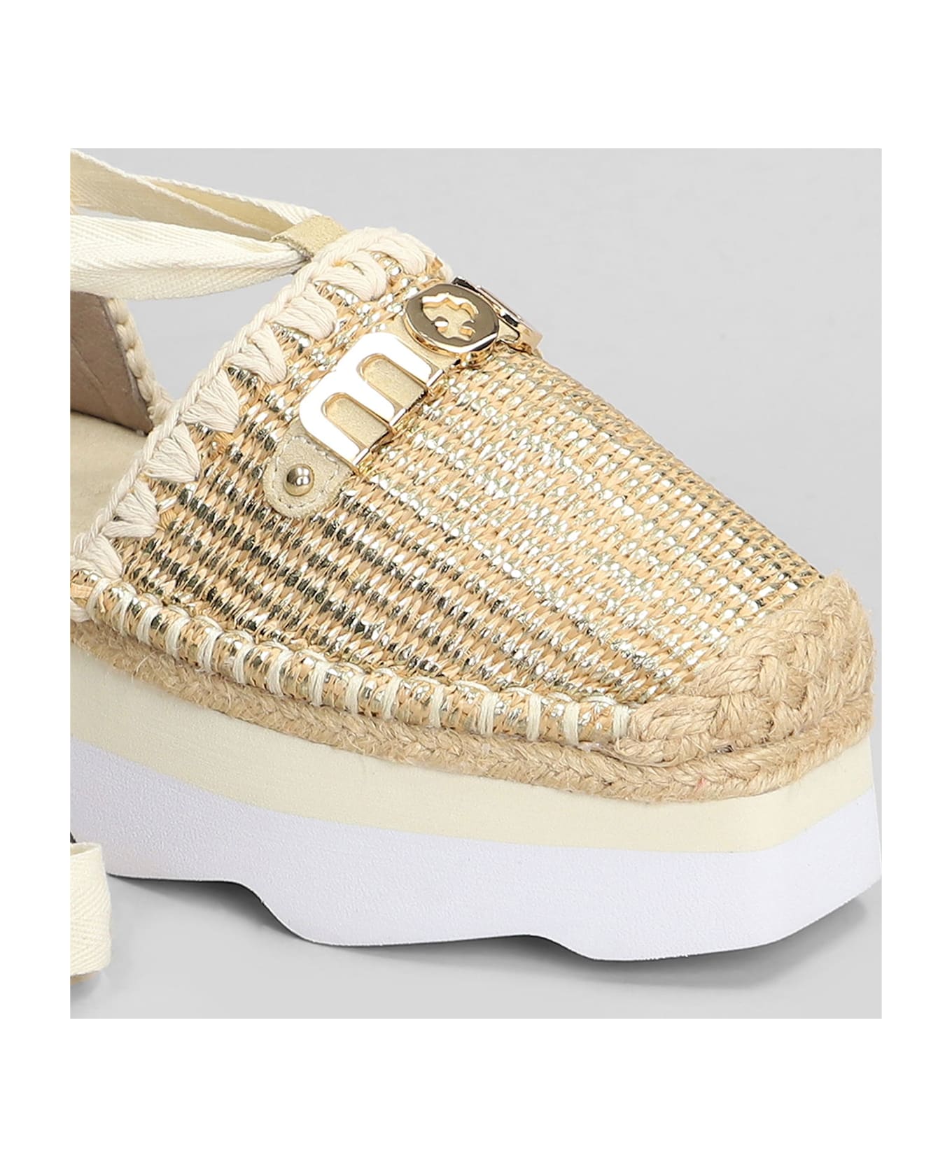 Mou Espa Sandal Espadrilles In Beige Raffia - Golden