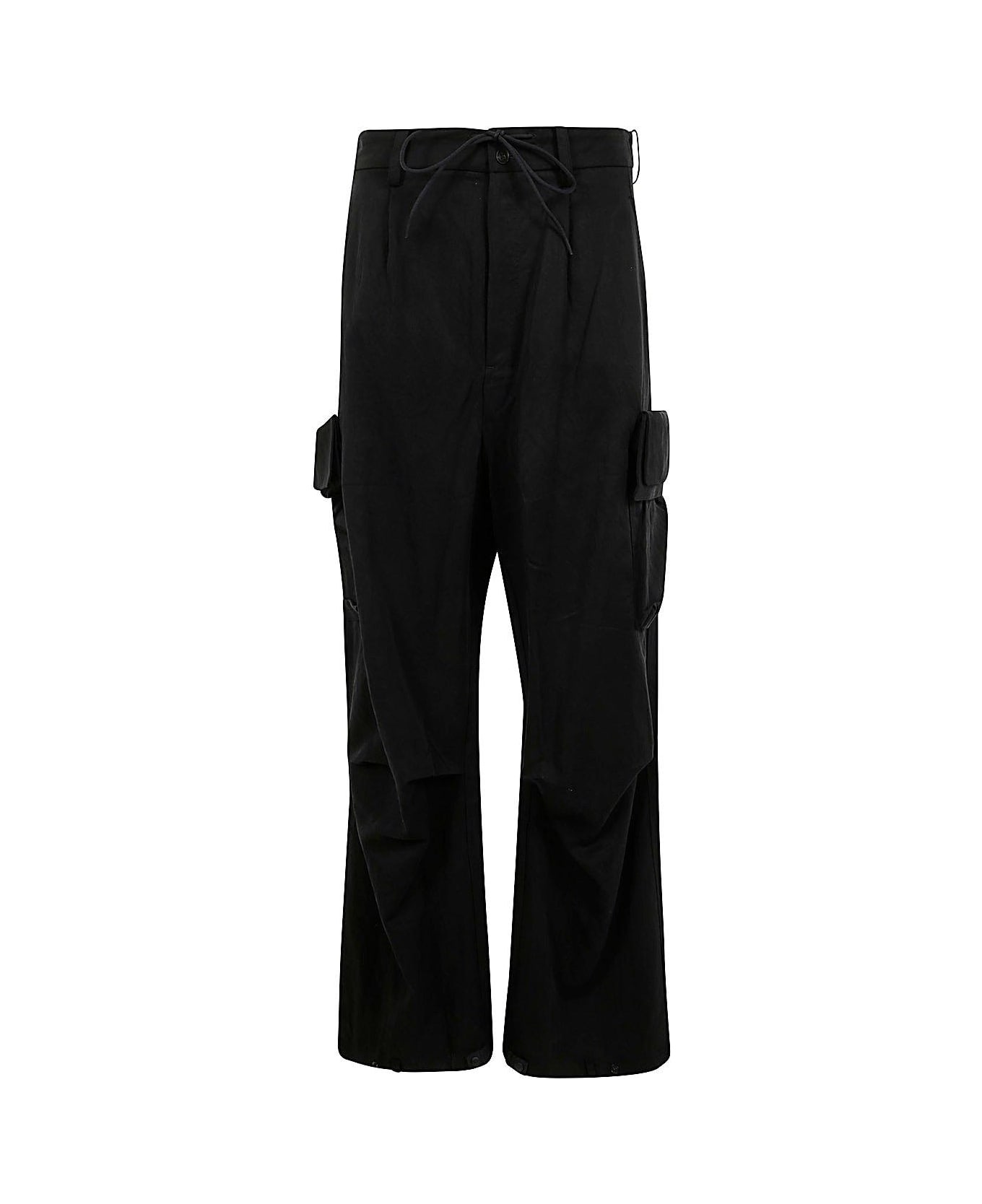 Y-3 Drawstring Wide-leg Cargo Trousers - Black