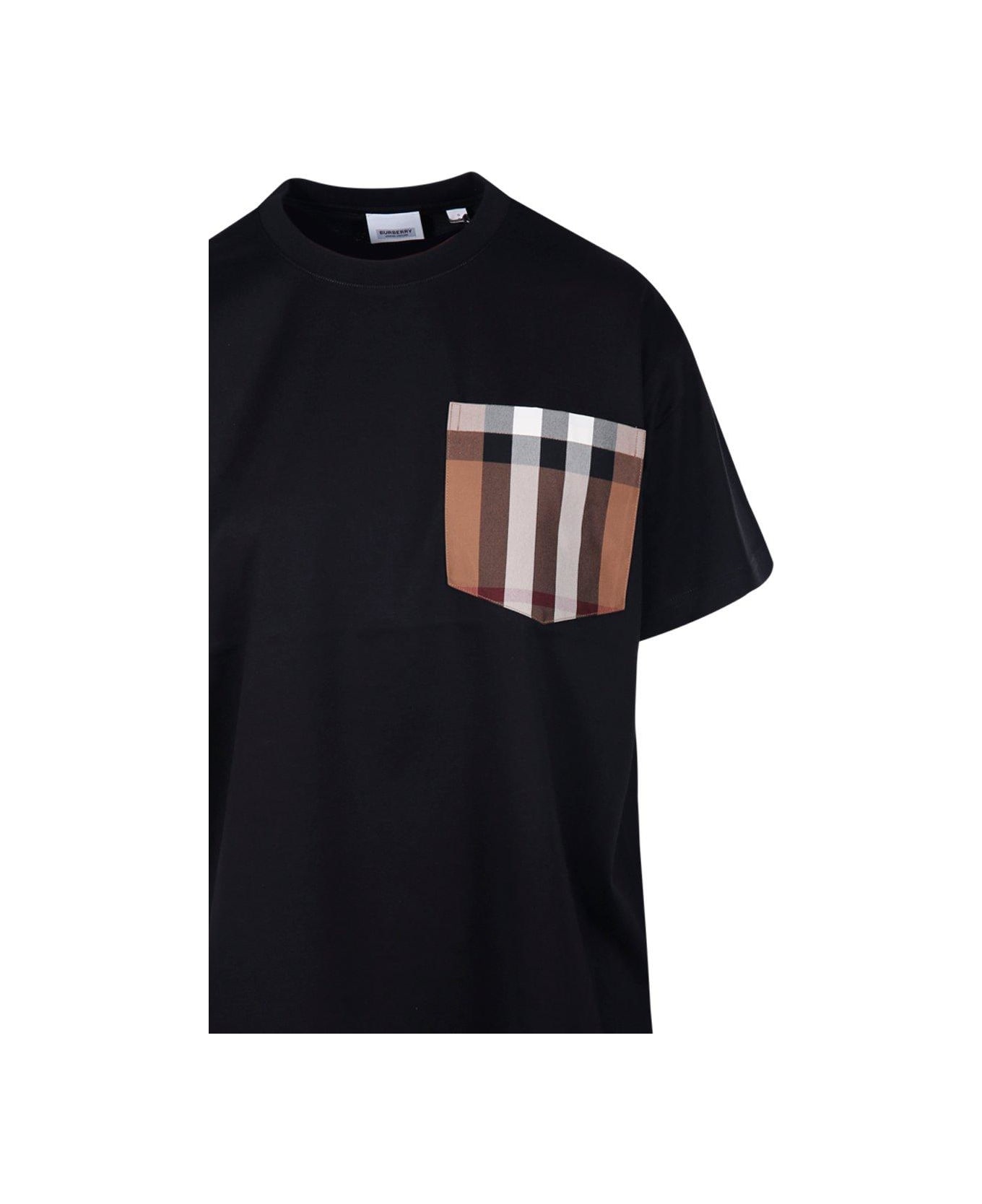 Burberry Vintage Check-detailed Crewneck T-shirt - Black