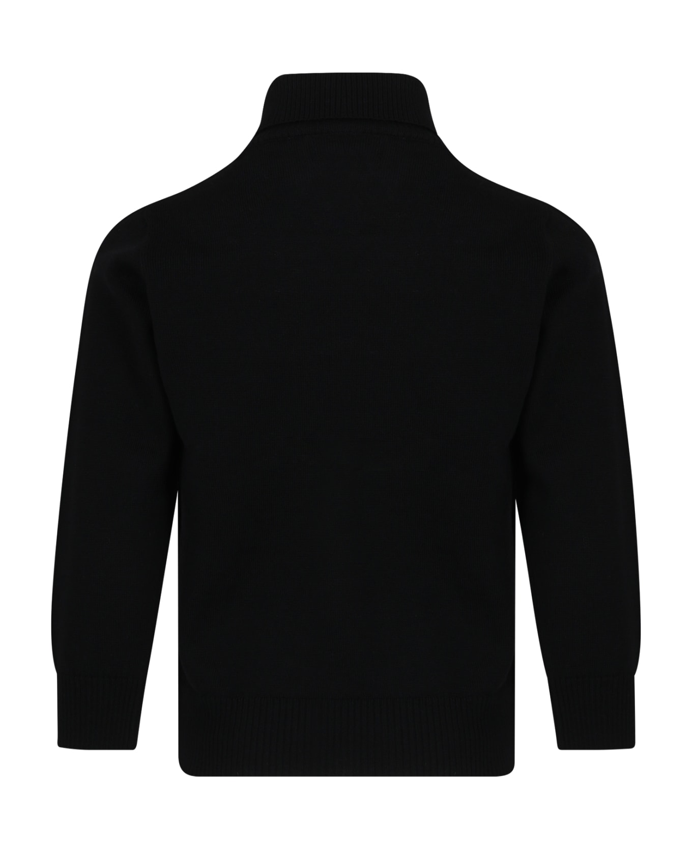 Stone Island Junior Black Turtleneck For Boy With Compass - Black