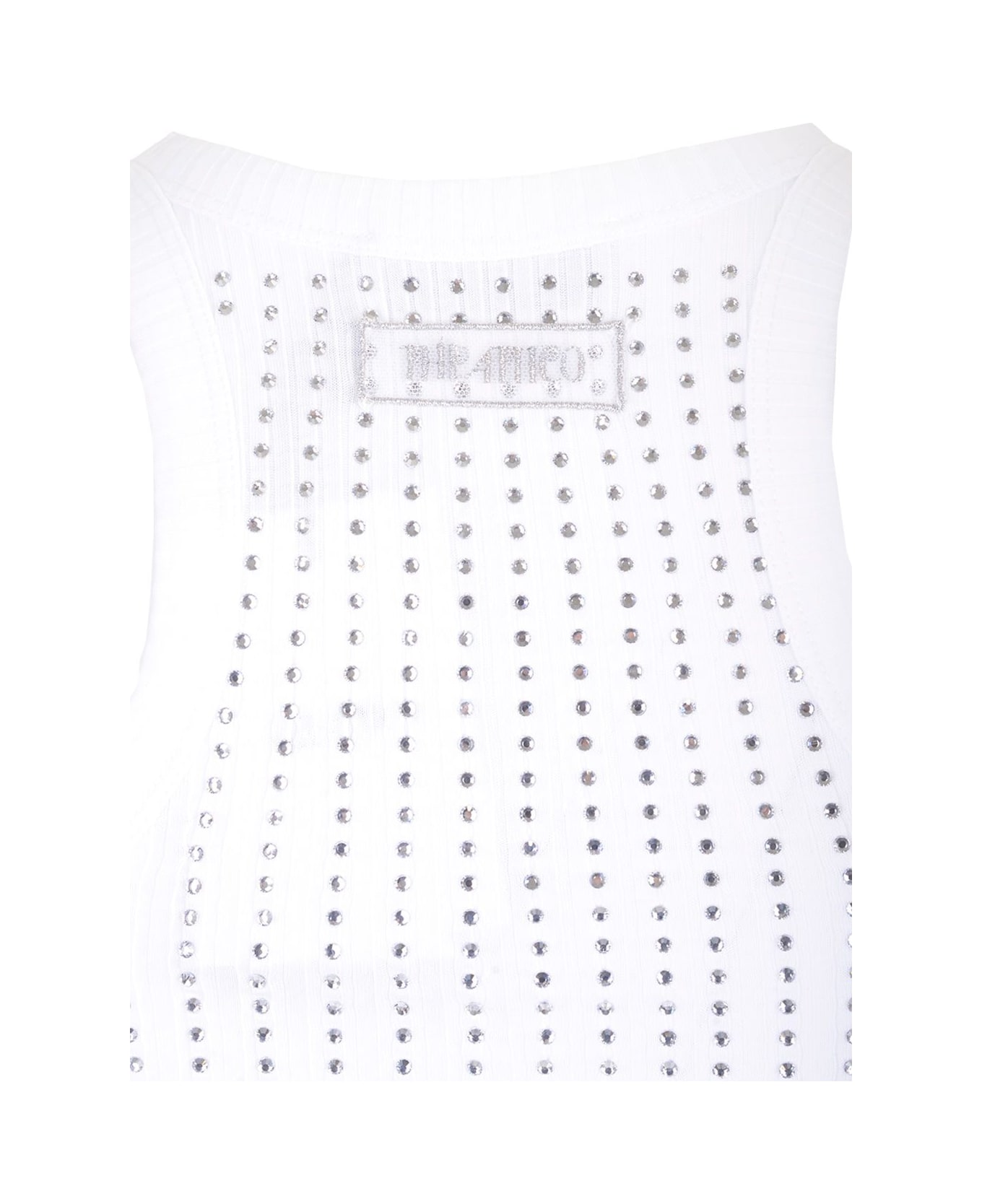 The Attico Black Tank Top With Strass - White