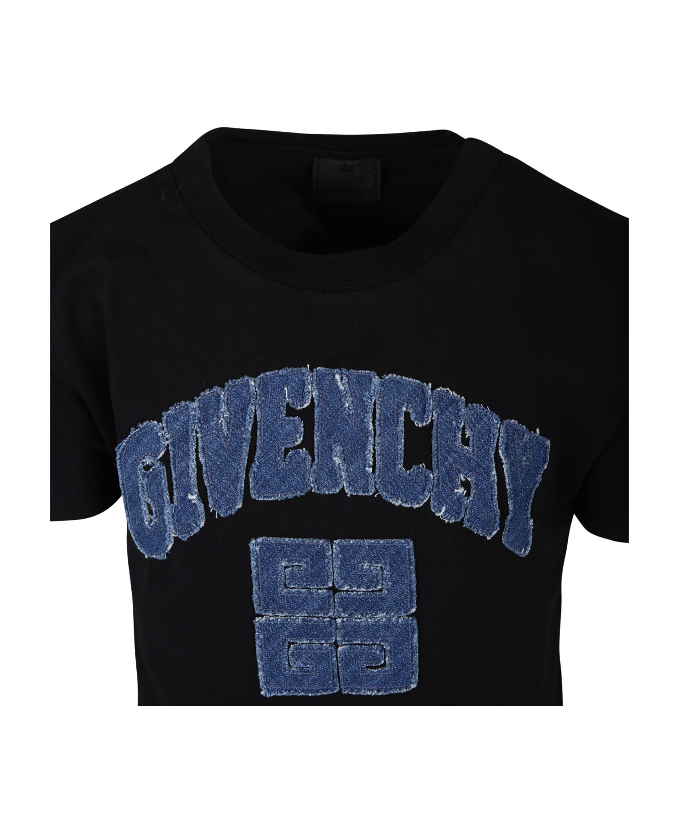 Givenchy Black T-shirt For Boy With Denim Logo - Black Tシャツ＆ポロシャツ