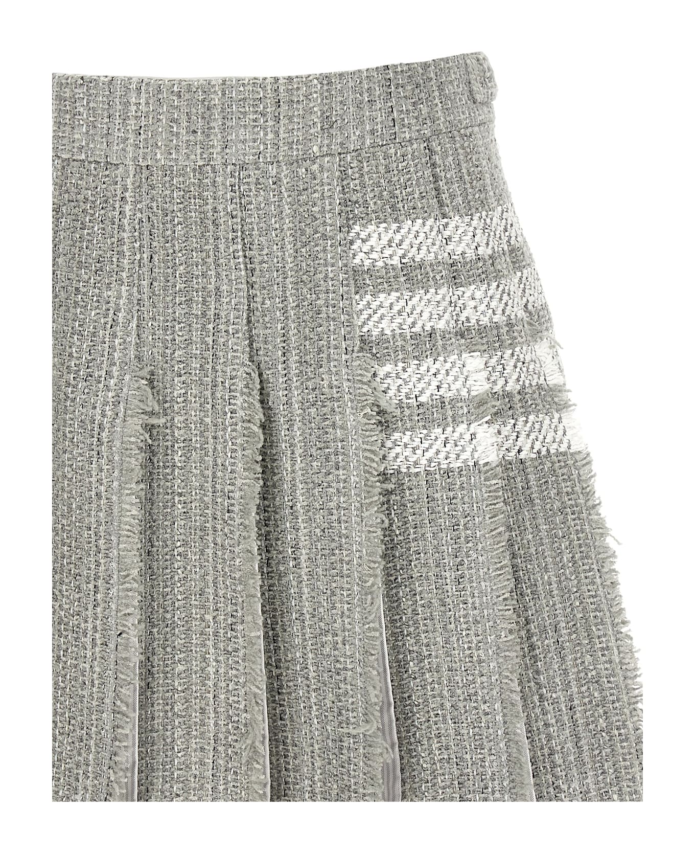 Thom Browne Pleated Tweed Skirt - Gray
