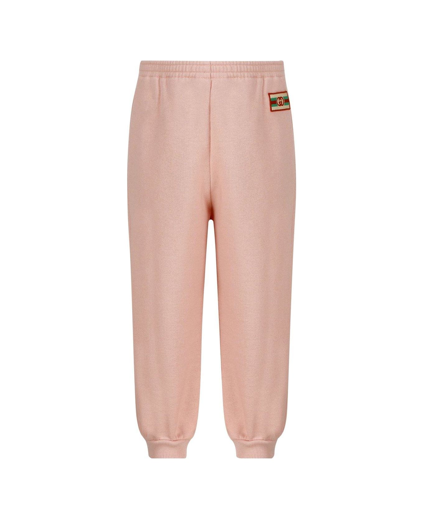 Gucci Logo Patch Tapered Track Pants - Pink ボトムス