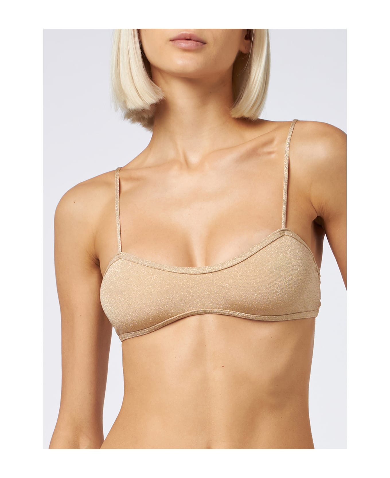 MC2 Saint Barth Woman Lurex Scooped Bralette Top Swimsuit Laryn - WHITE